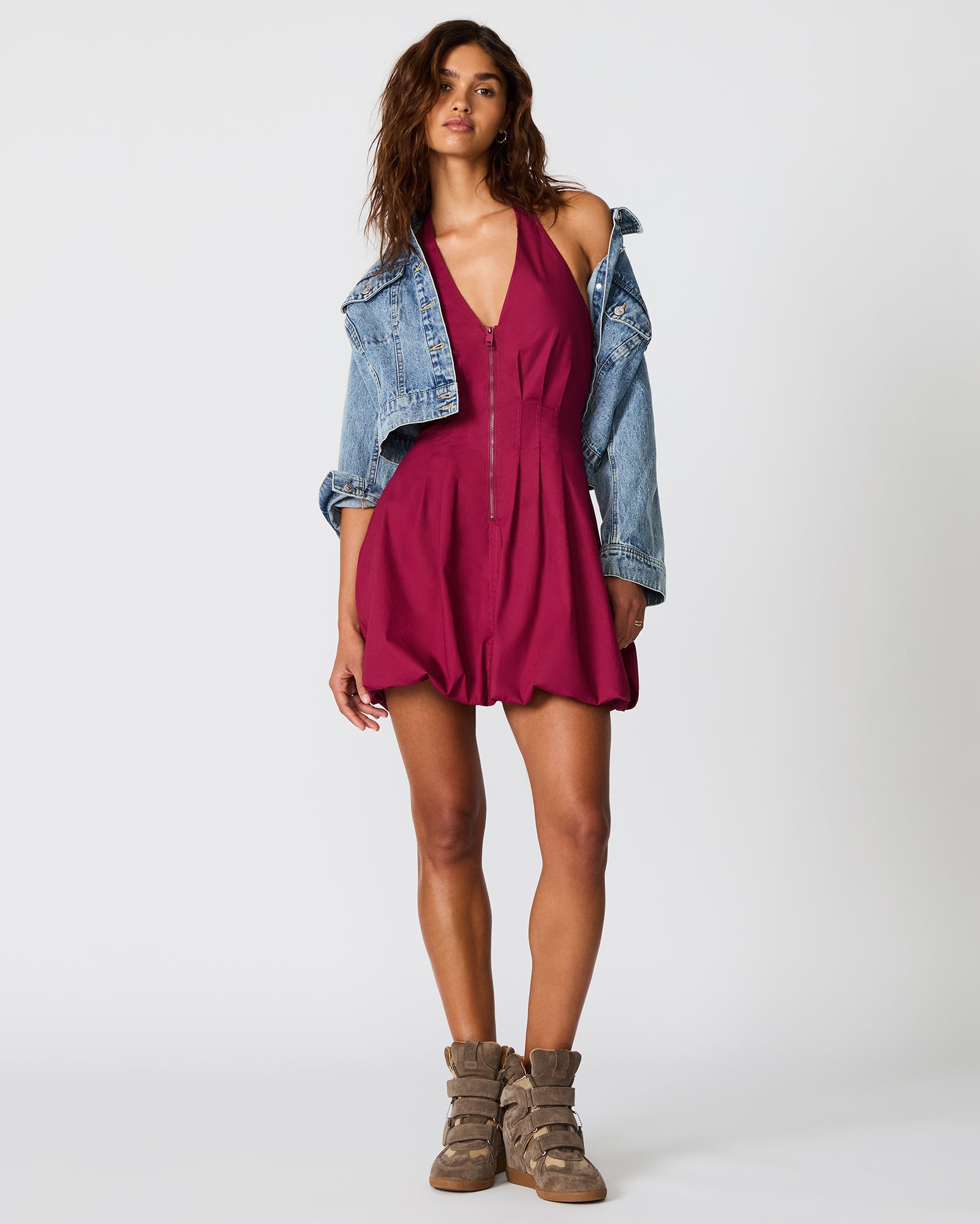 Steve Madden Women's Dianna Dress Sleeveless Bubble Dresses - Dark Red - Size
