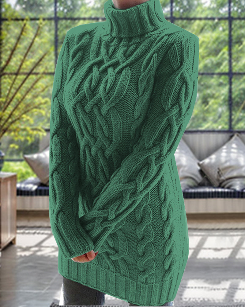 Zeagoo Women's Casual Cable Knit Turtleneck Sweater Dress