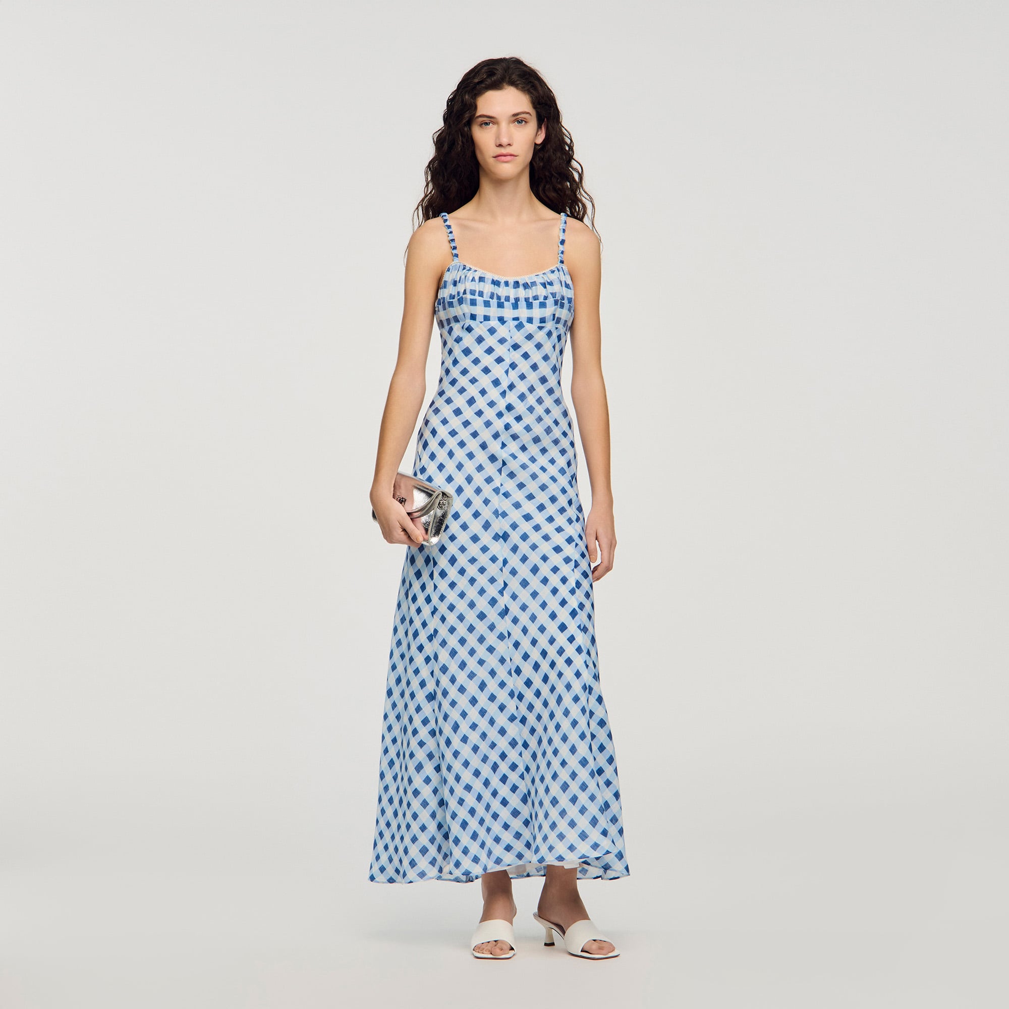 Gingham linen maxi dress