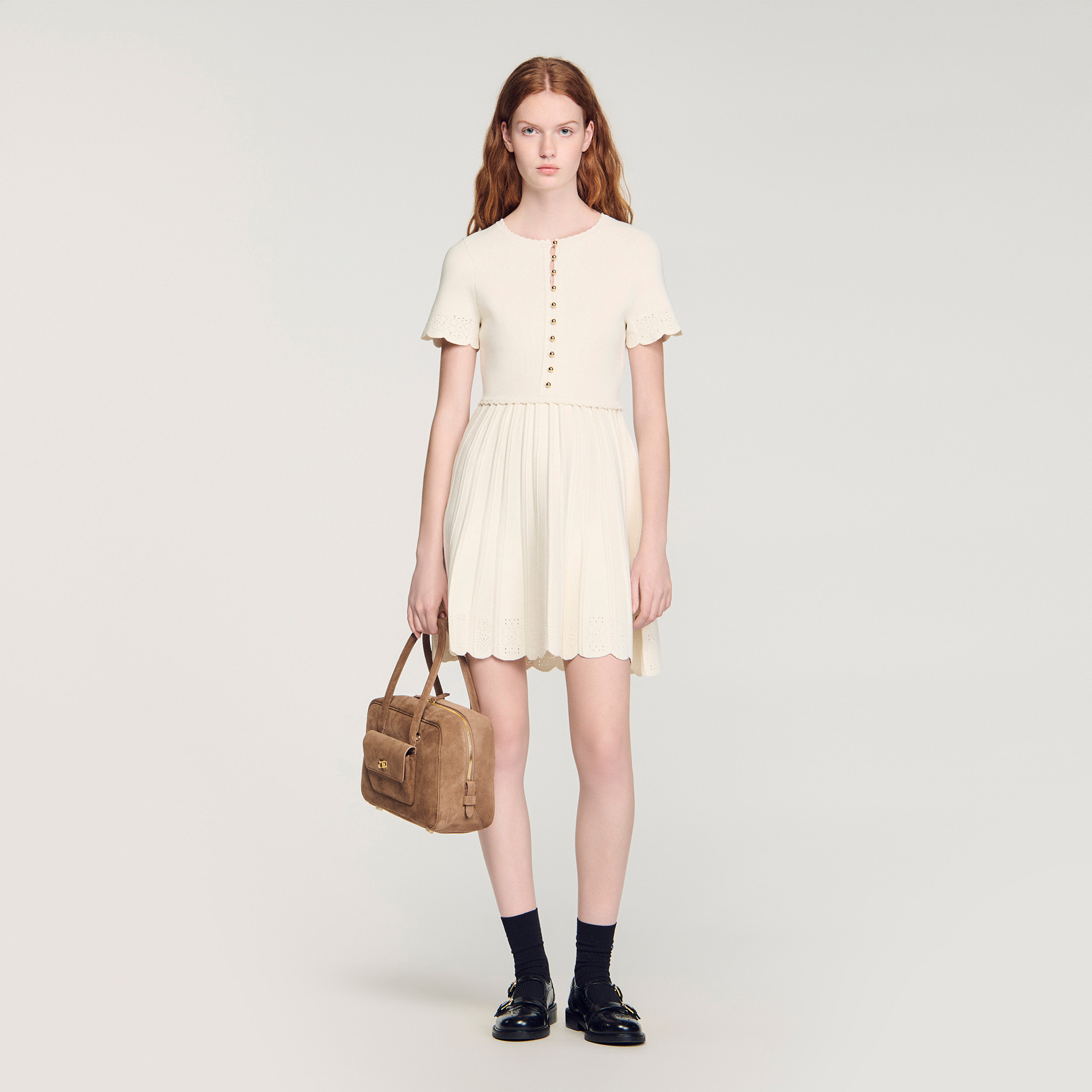 Pointelle knit mini dress