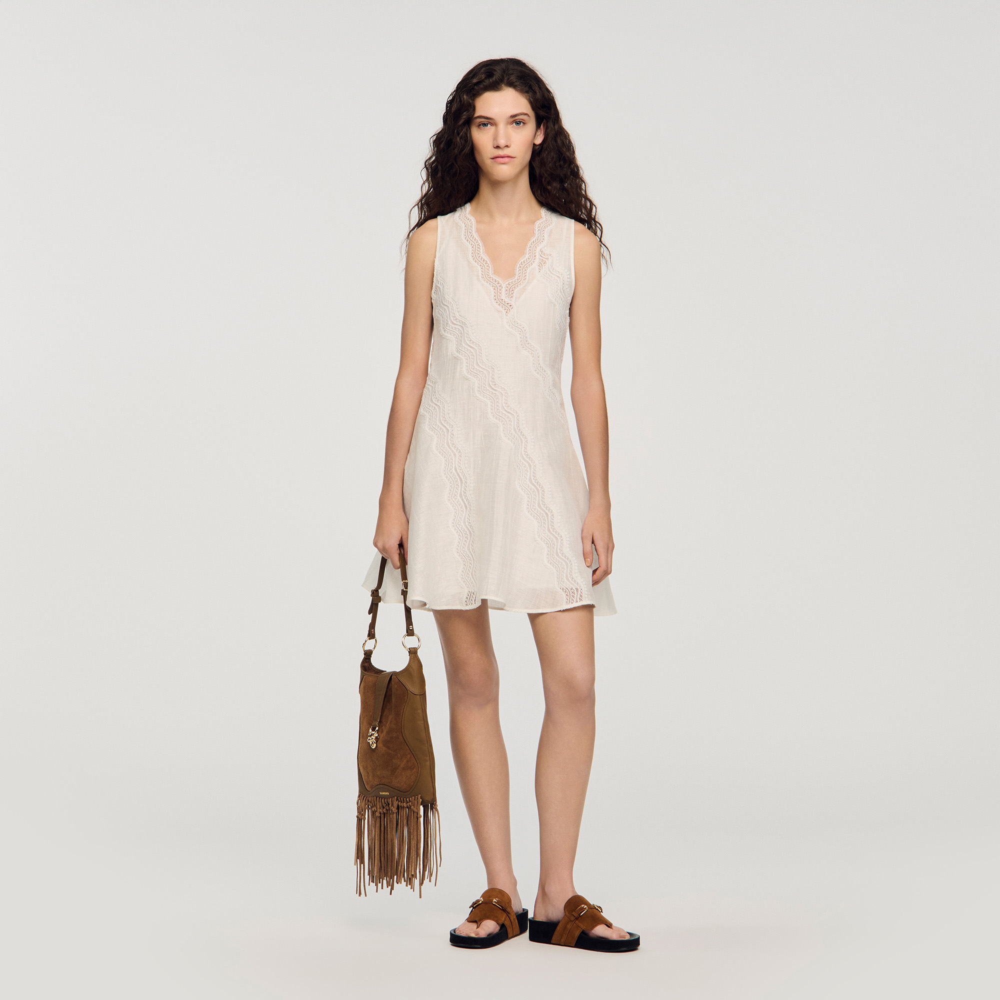 Mini trimmed linen dress