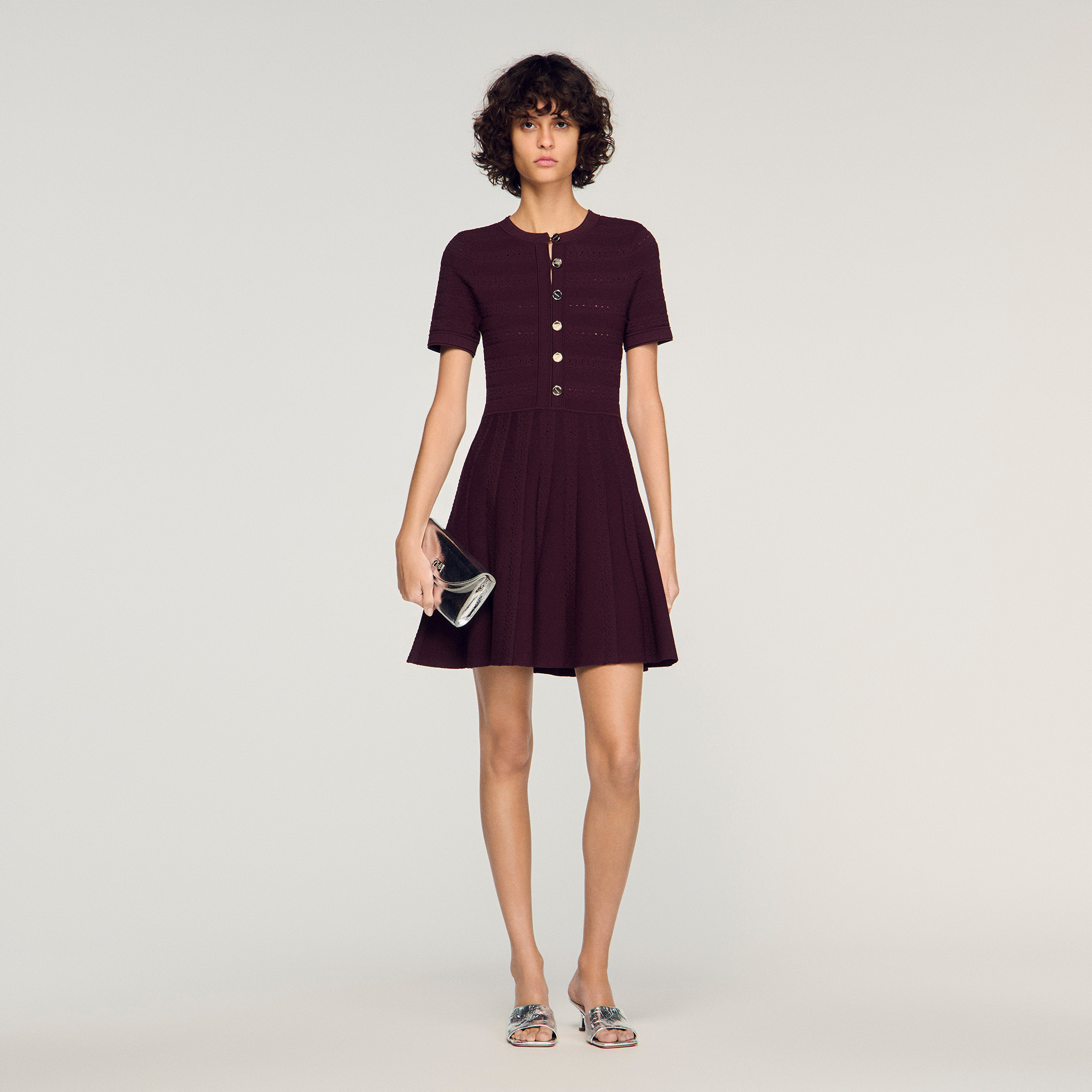 Floral print knit mini dress