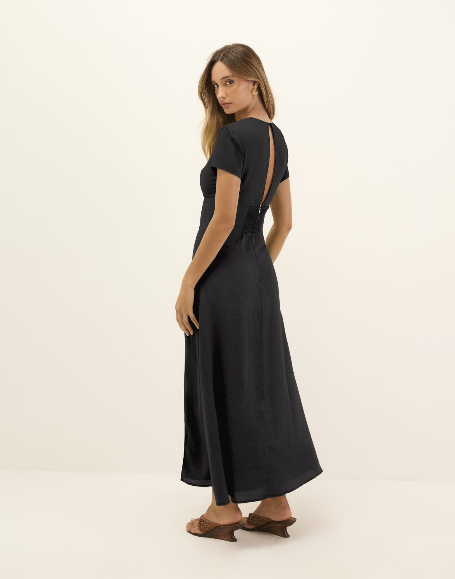 S Nila Midi Dress - Black, Size: