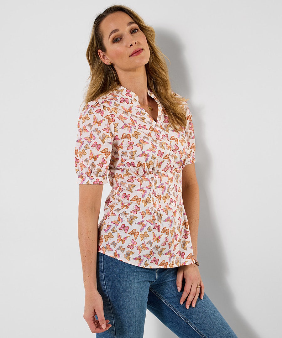 Women's Beautiful Butterfly Blouse - Size - White - by Joe Browns