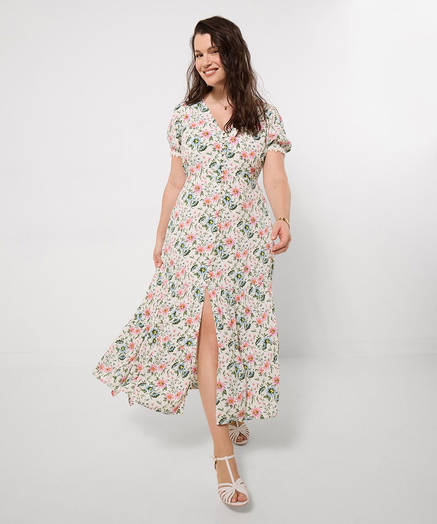 Women's Penelope Printed Crinkle Dress - Size - White - by Joe Browns