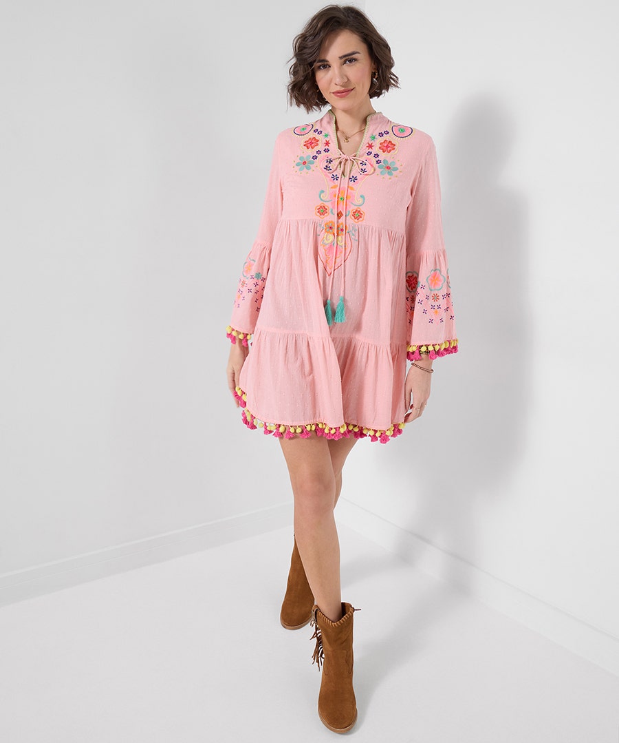 Women's Delightful Doby Tunic Dress - Size - Pink - by Joe Browns