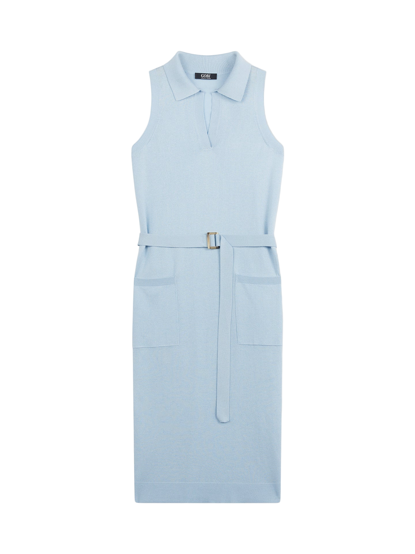 Sleeveless Silk Cashmere Polo Dress - Muted Powder WK-