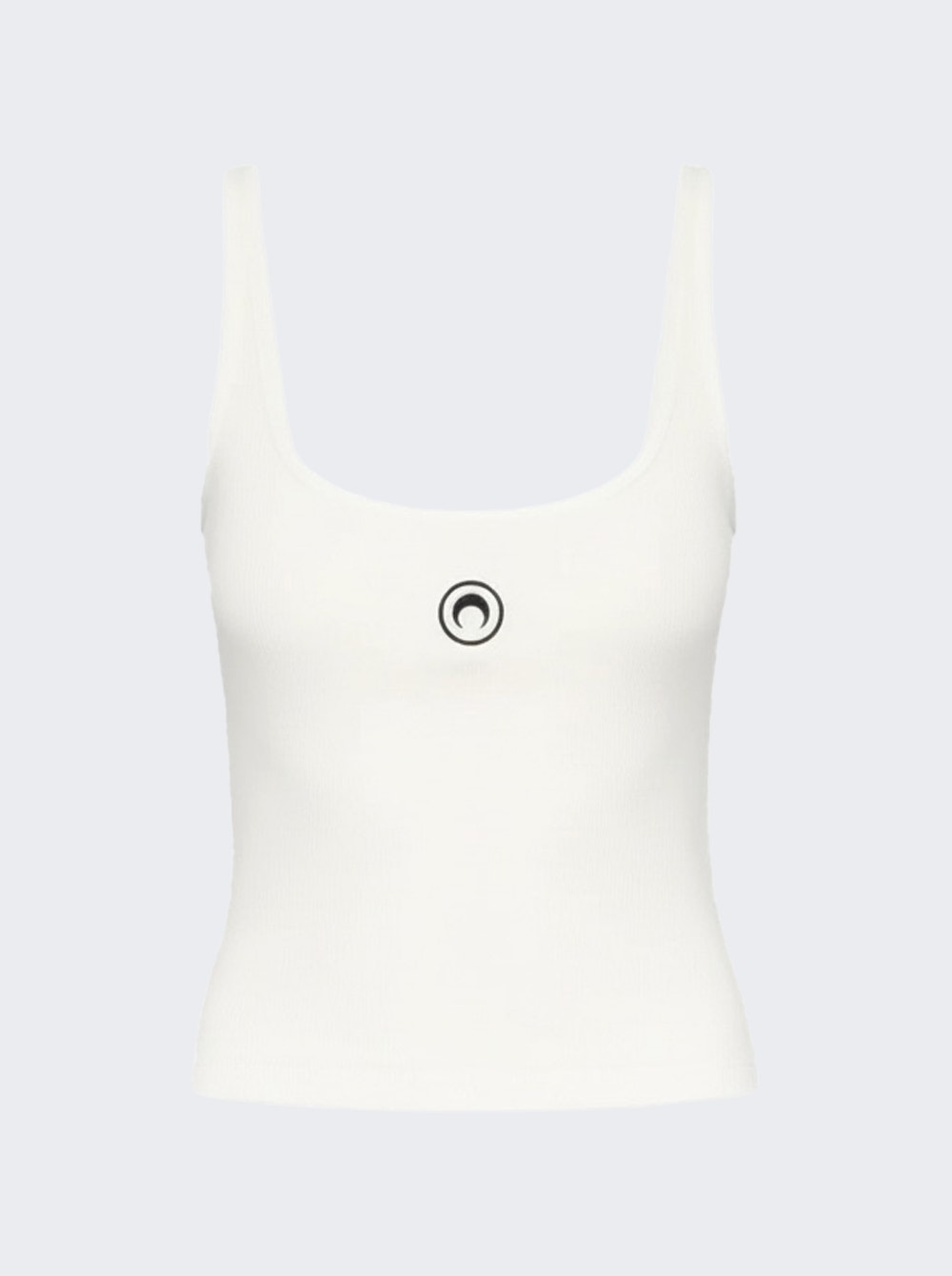 Moon Logo Ribbed Jersey Crop Tank Top White