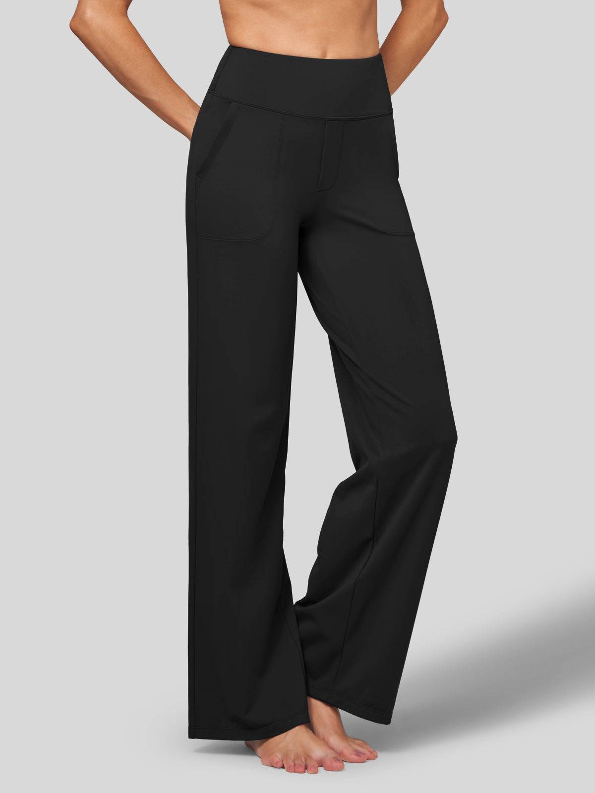 Women's High Rise Yoga Dress Pants - Black M Inch