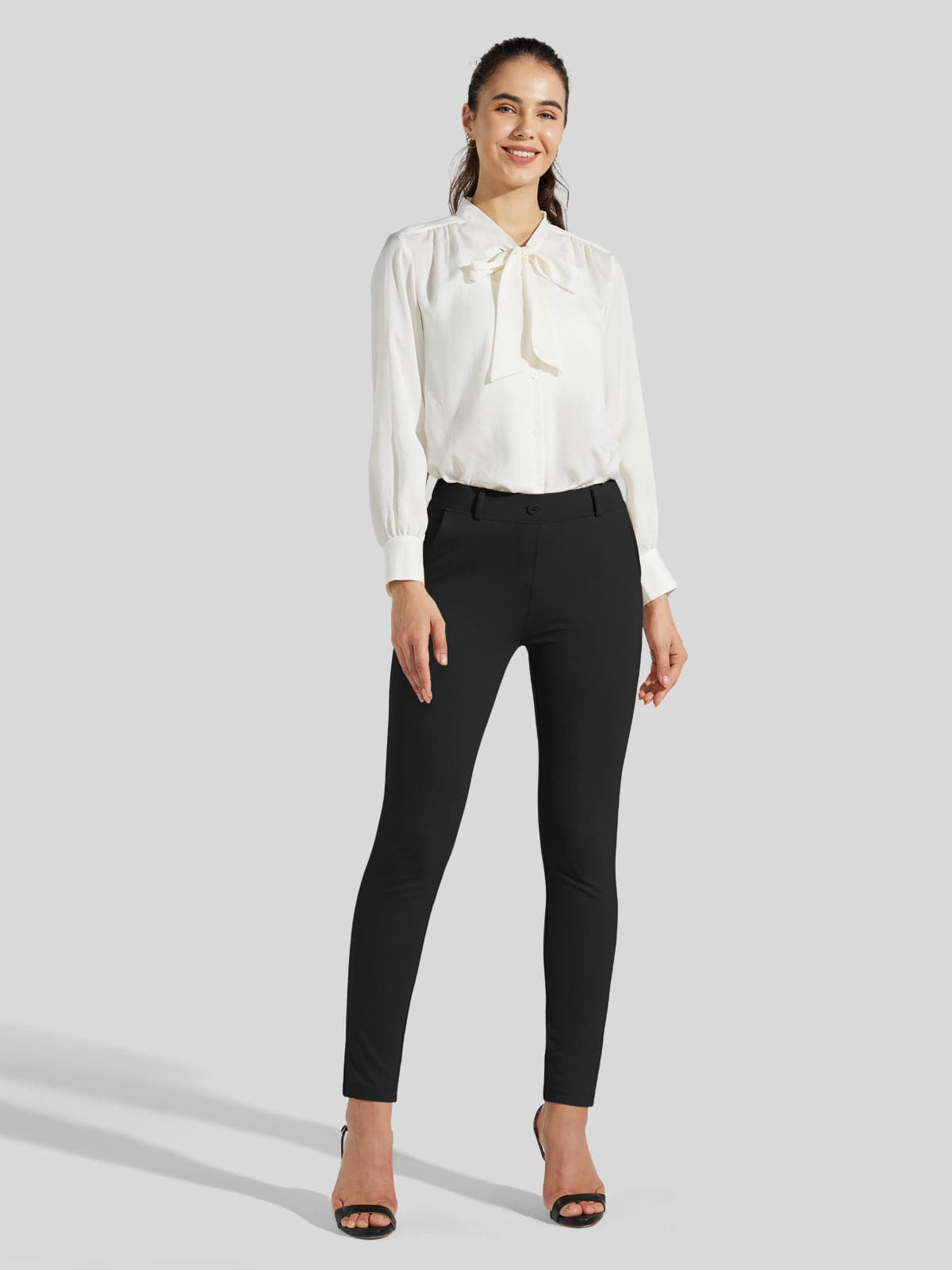 Women's Stretch Skinny Yoga Dress Pants - Black Inch