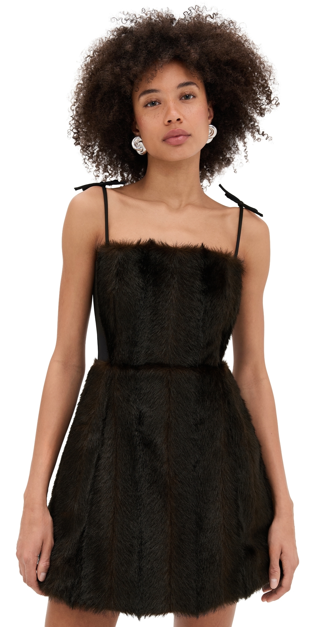 AKNVAS Sigrid Faux Fur Dress Dark Brown