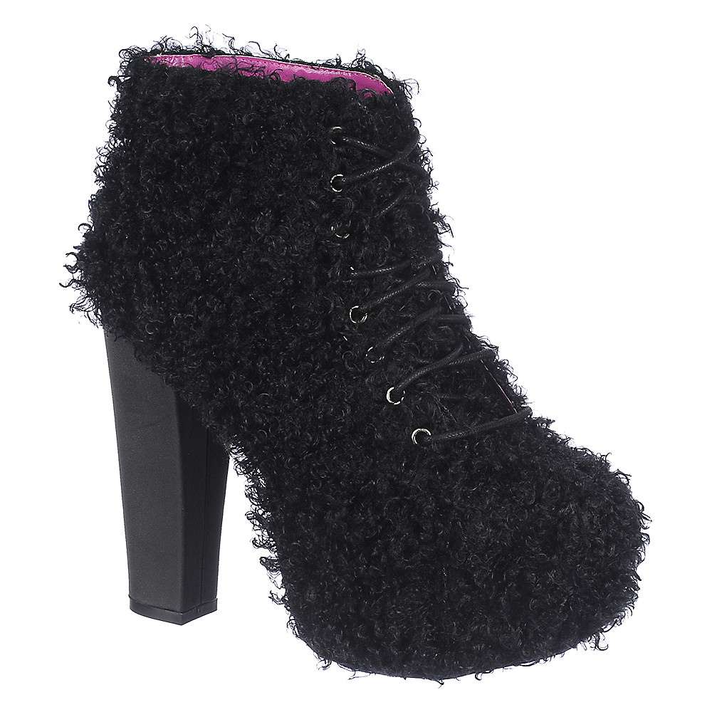 Women Platform Ankle Bootie Silla Black Black Boots . Black