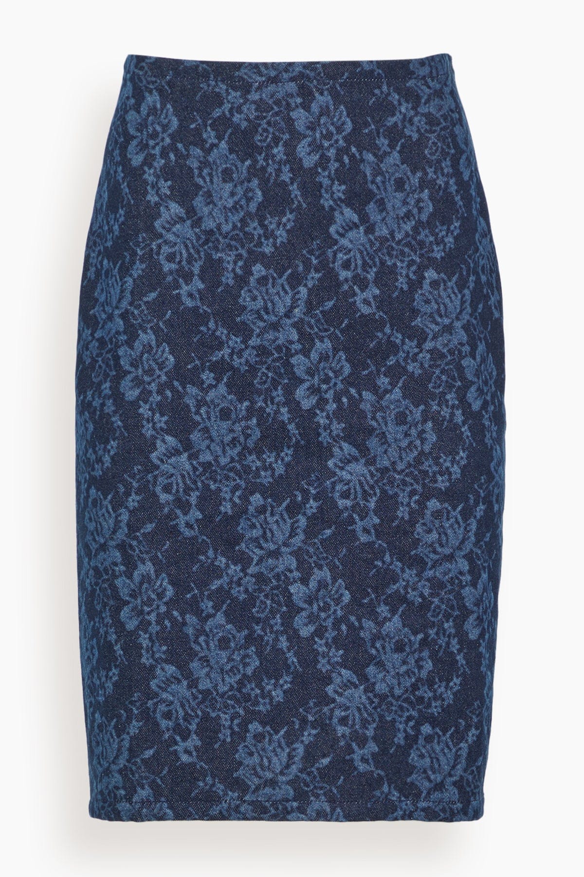 Lace Print Denim Skirt
