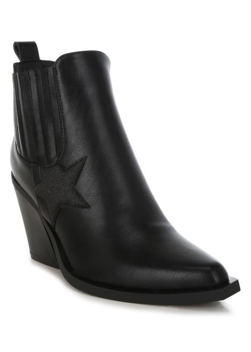 Melt Down Glitter Star Detail Chelsea Boots - Black - - -