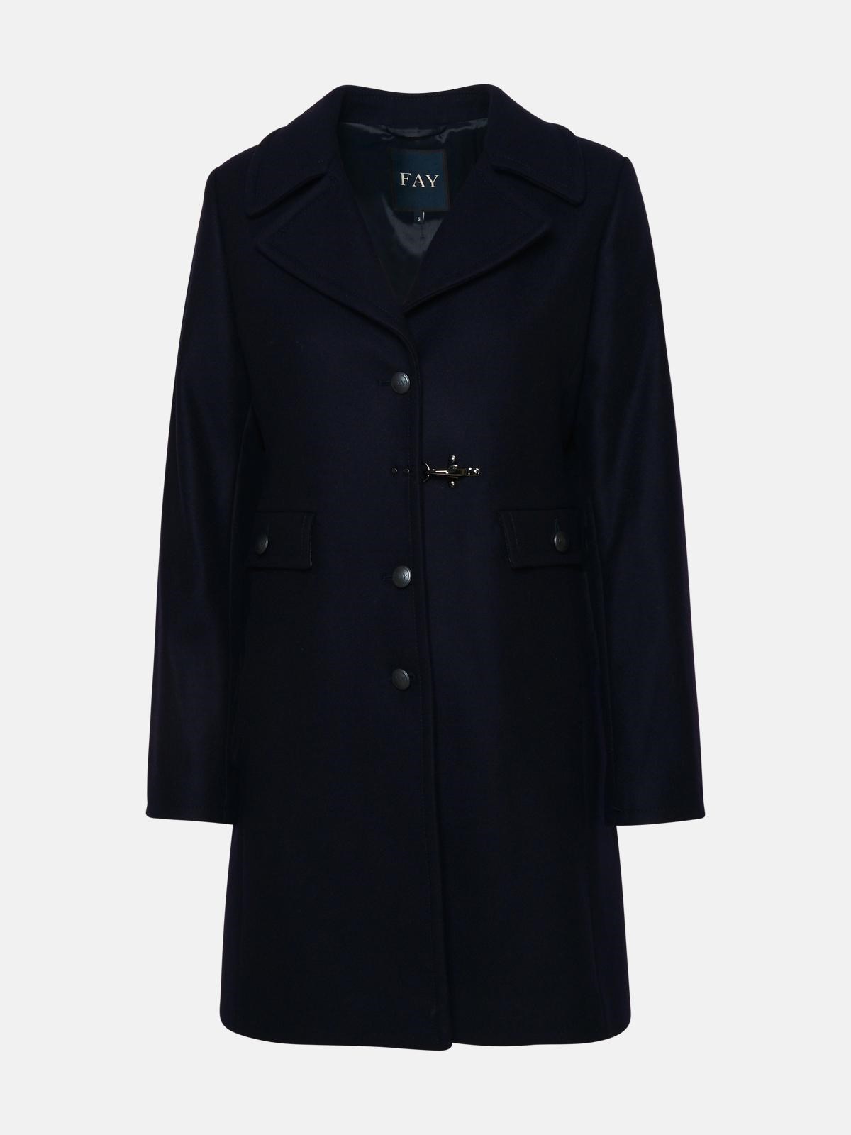 FAY Navy Virgin Wool Blend Coat