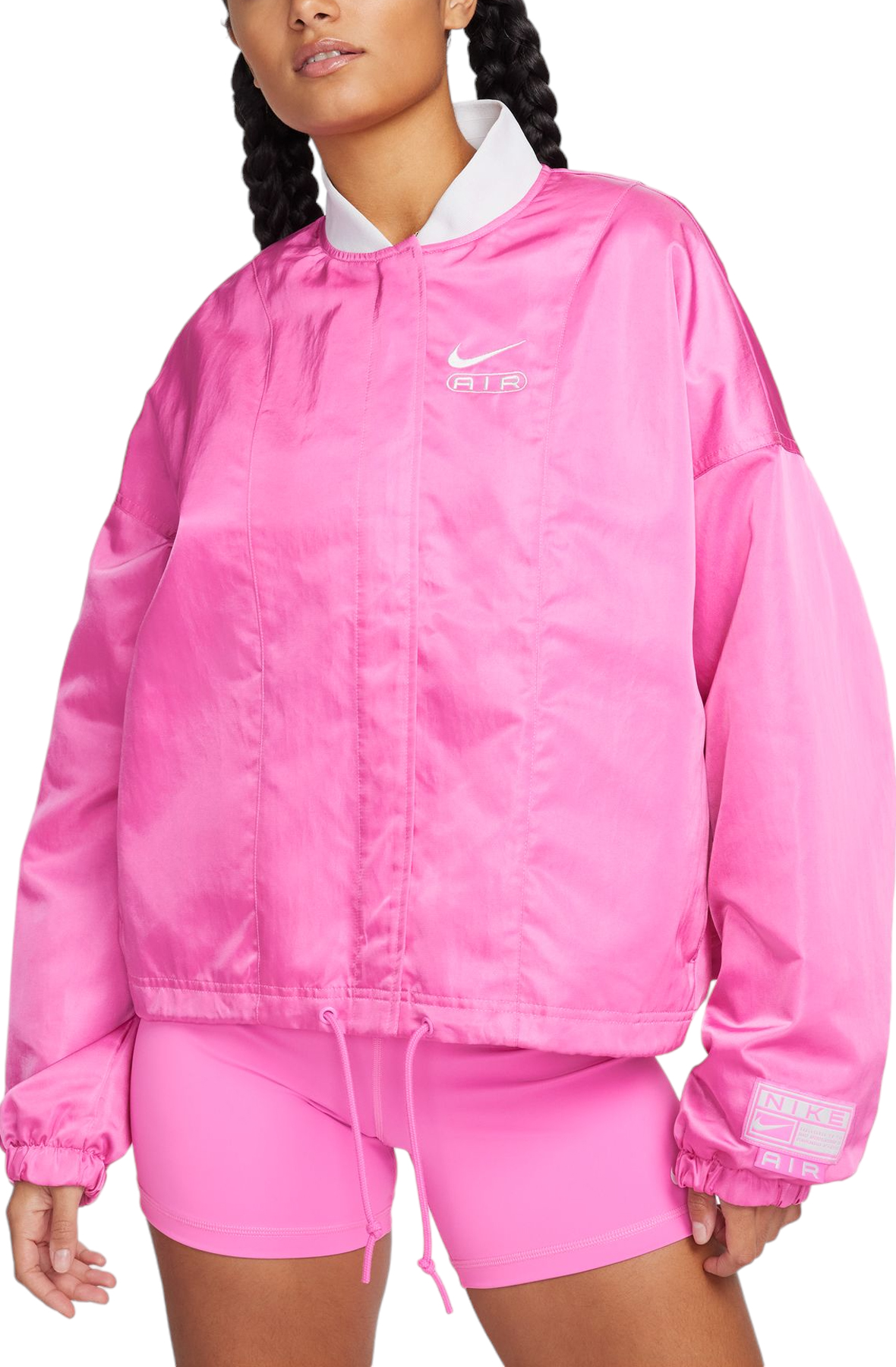 Women Air Oversized Woven Bomber Jacket Playful PinkPhoton Dust Jackets S Playful PinkPhoton Dust