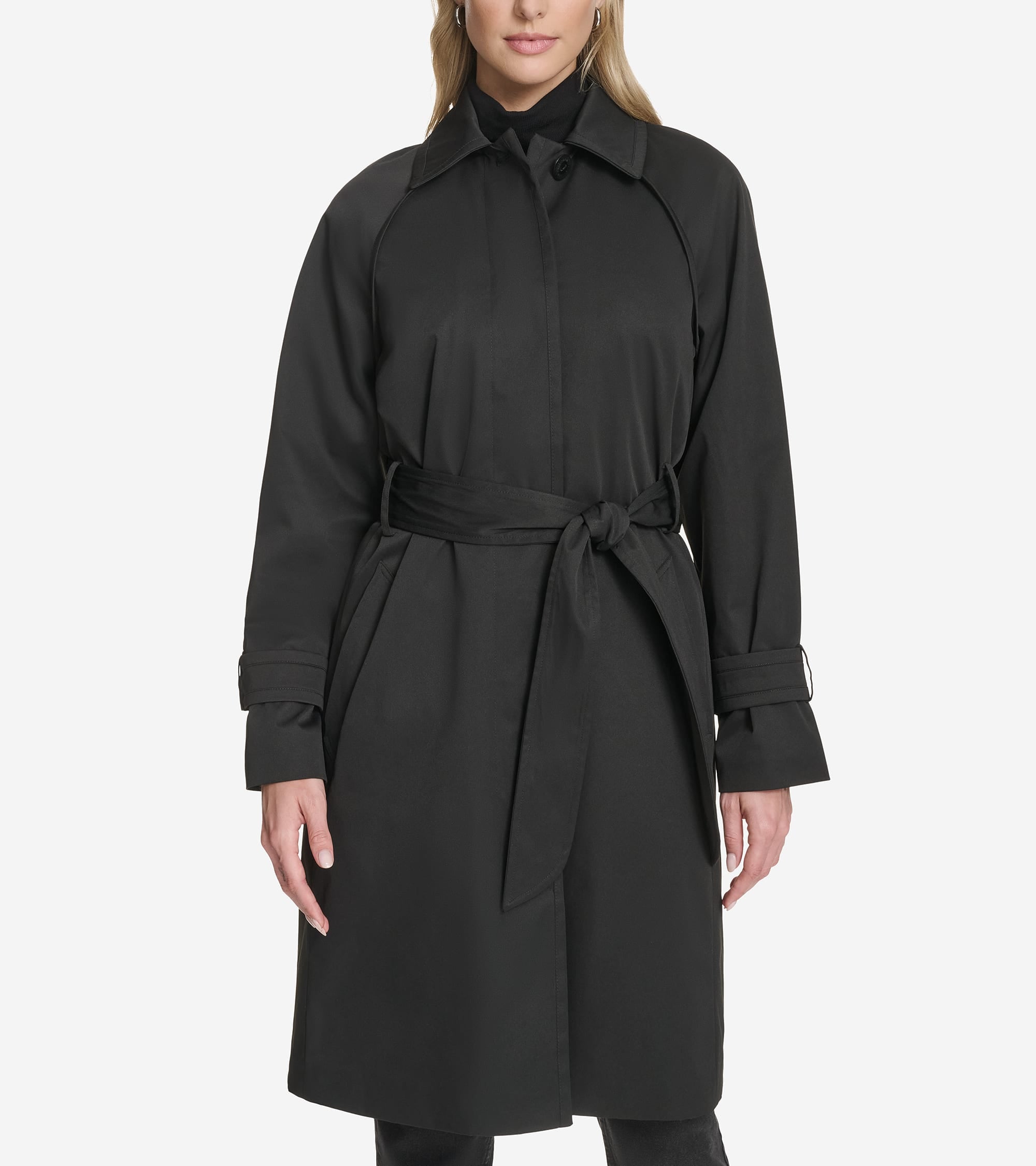 Cole Haan Women's Twill Trench Coat - Black Size