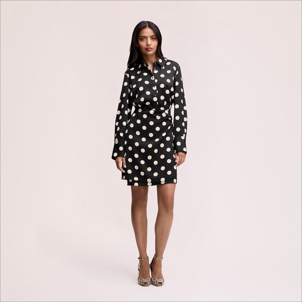 Dot Shirt Mini Dress BlackWhite