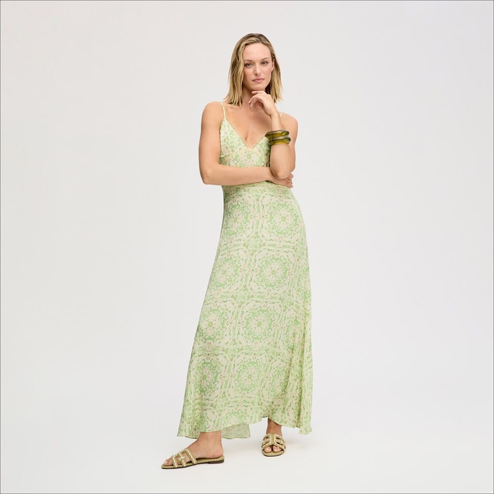 Lace Trim Slip Maxi Dress Willow Geo Floral