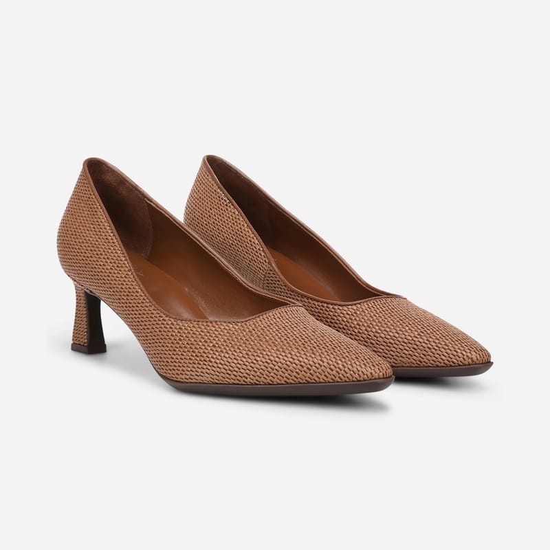Naturalizer Tylan Dress Pump Shoes, Walnut Brown Faux Raffia, .W Slip