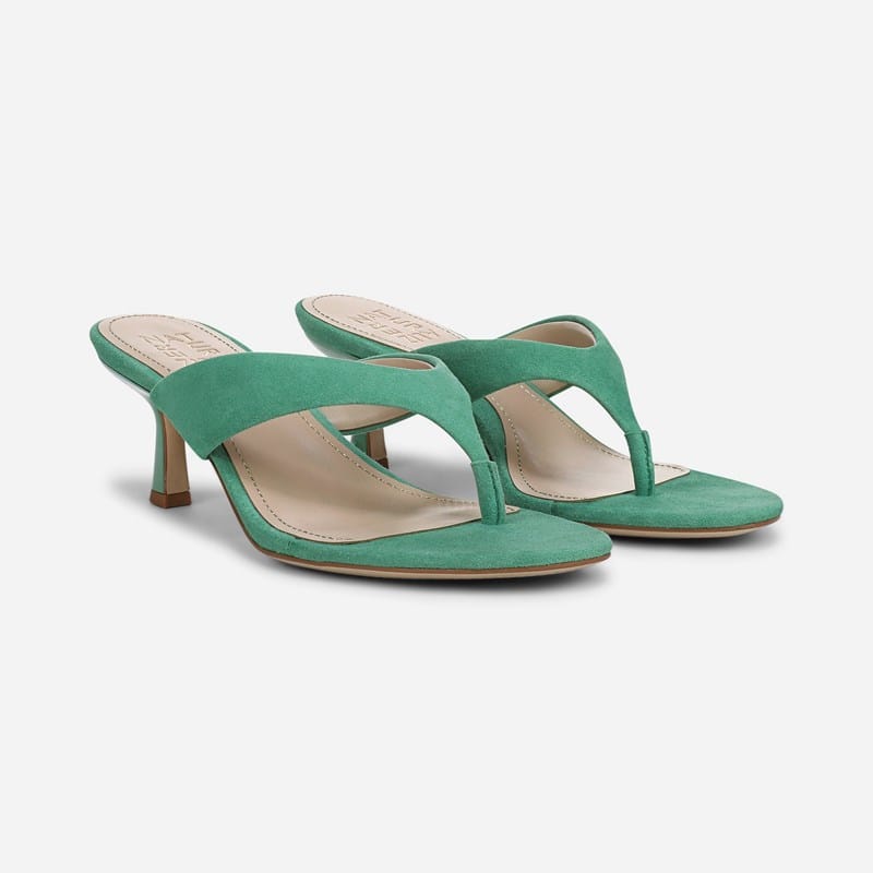 EDIT Tressa Dress Sandals, Emerald Green Suede, .M Slip-On, Open Toe