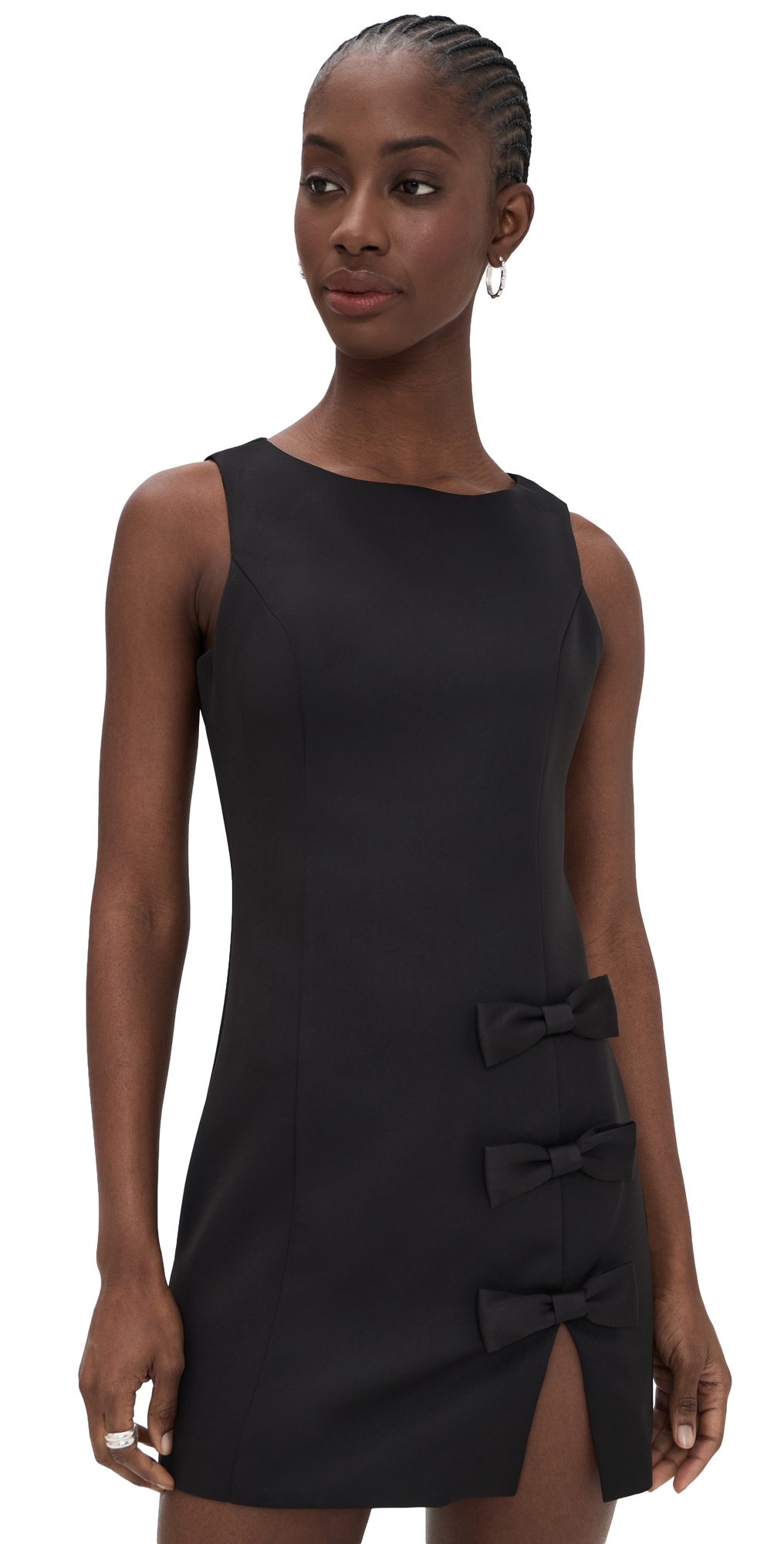 endless rose Bow Slit Mini Dress Black