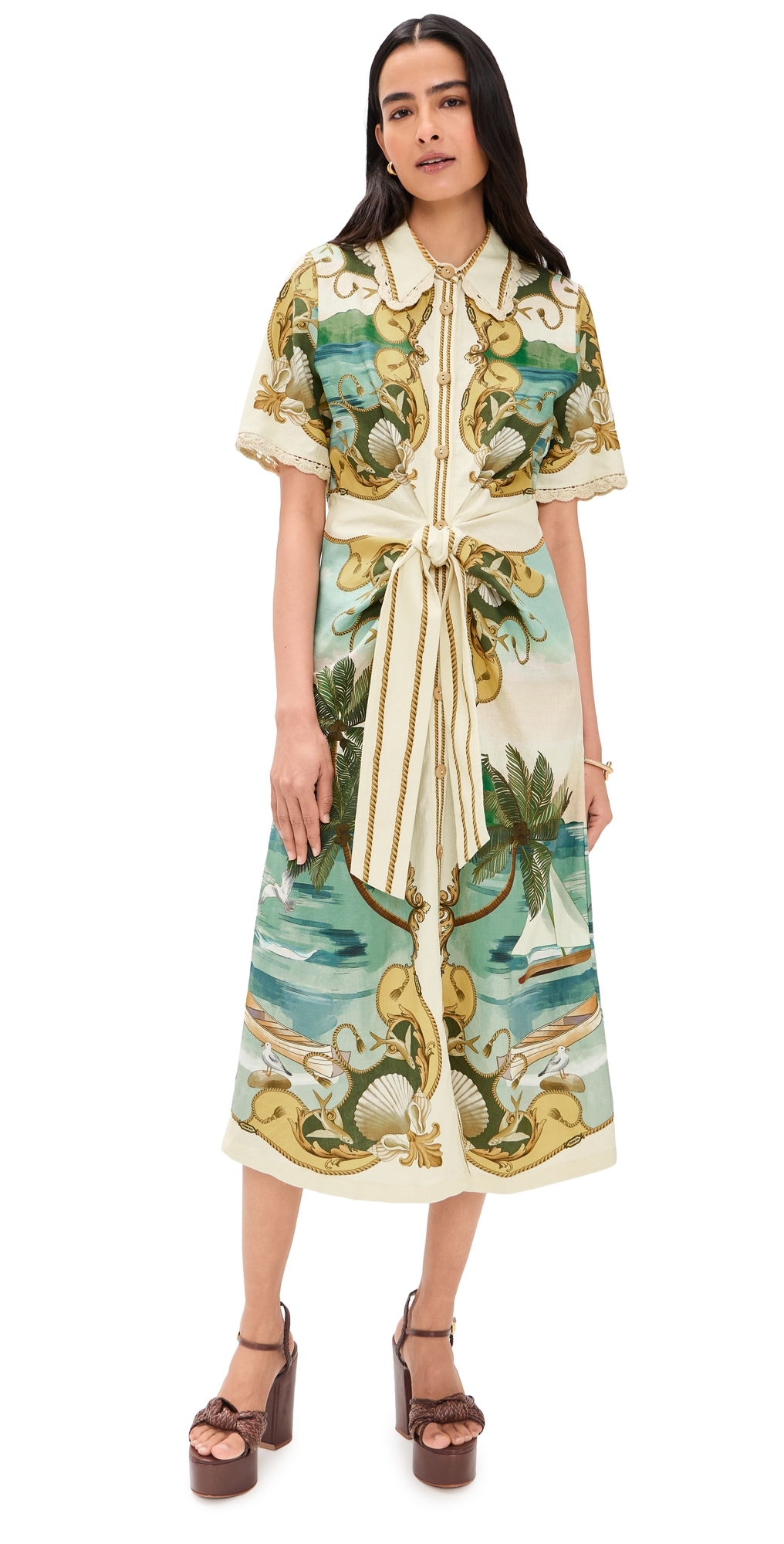 FARM Rio Royal Sea Multicolor Midi Dress Royal Sea Multicolor