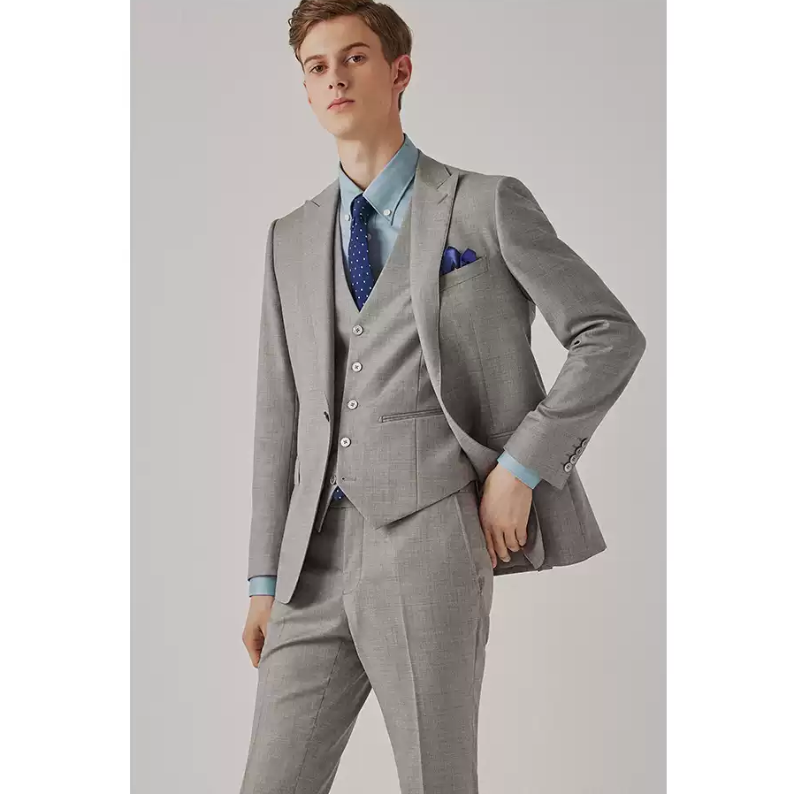 Fashion Pieces Mens Suit Flat Peak Lapel Tuxedos Blazer+vest+Pants