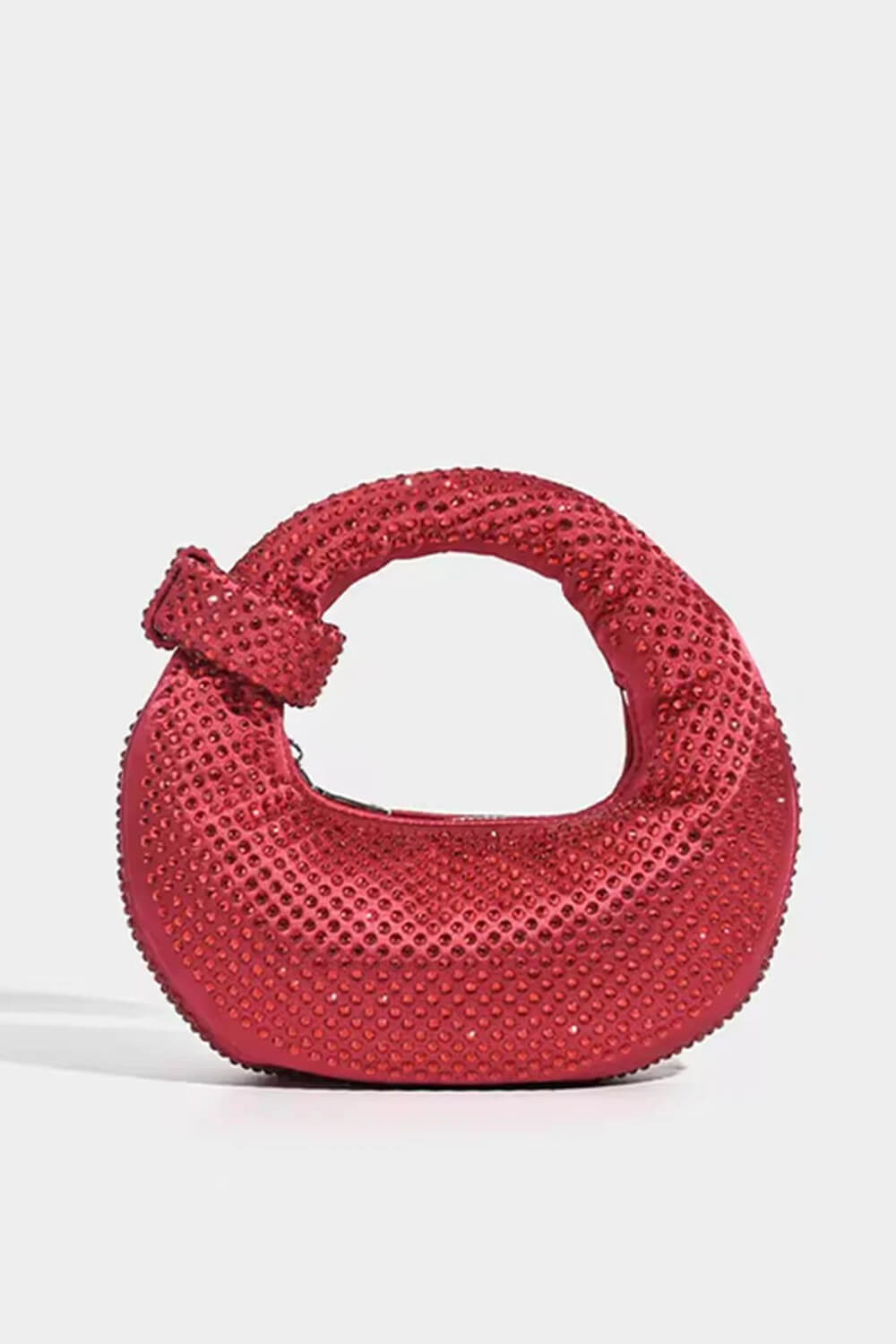 Crystal Loop-Handle Evening Moon Bag - Onesize Red