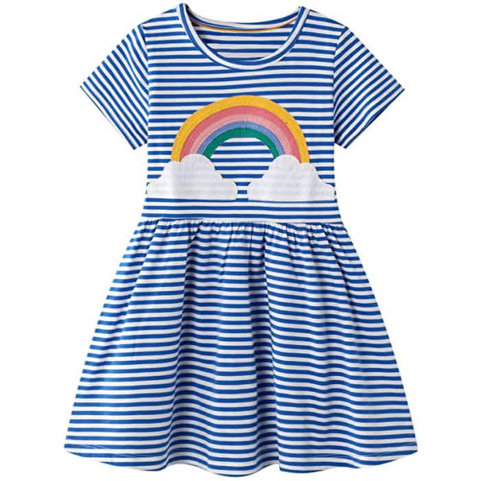 Girl's Cotton Casual Striped Jersey Dress - T