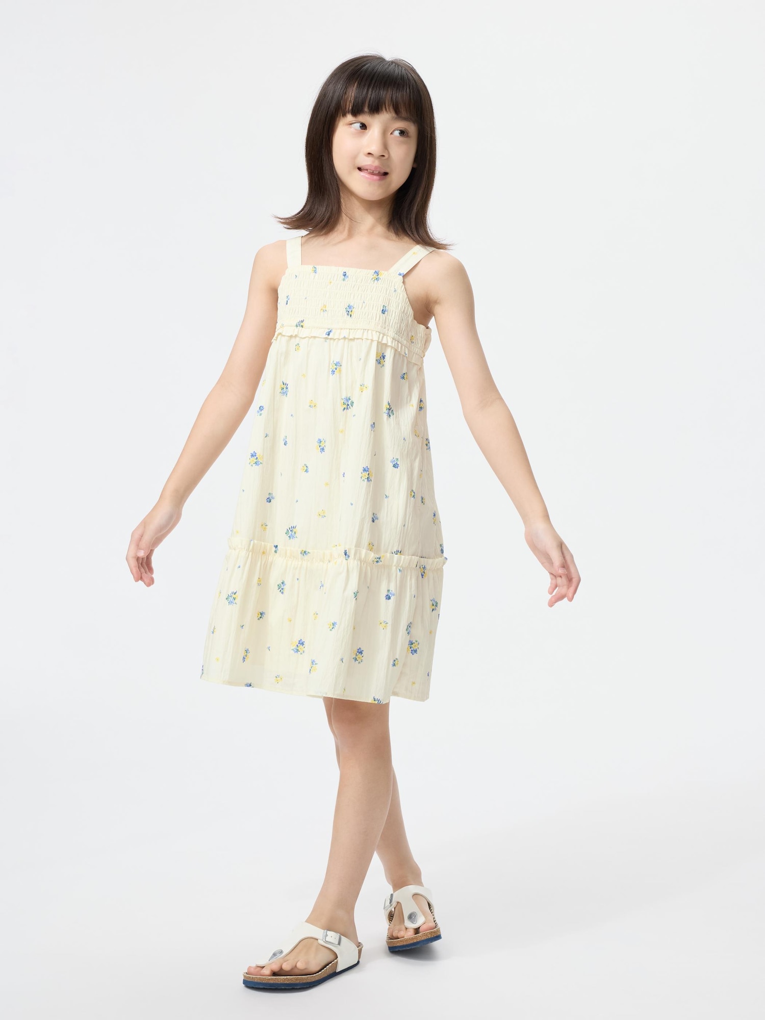 UNIQLO Kids's Camisole Dress Flower, Off White, Y