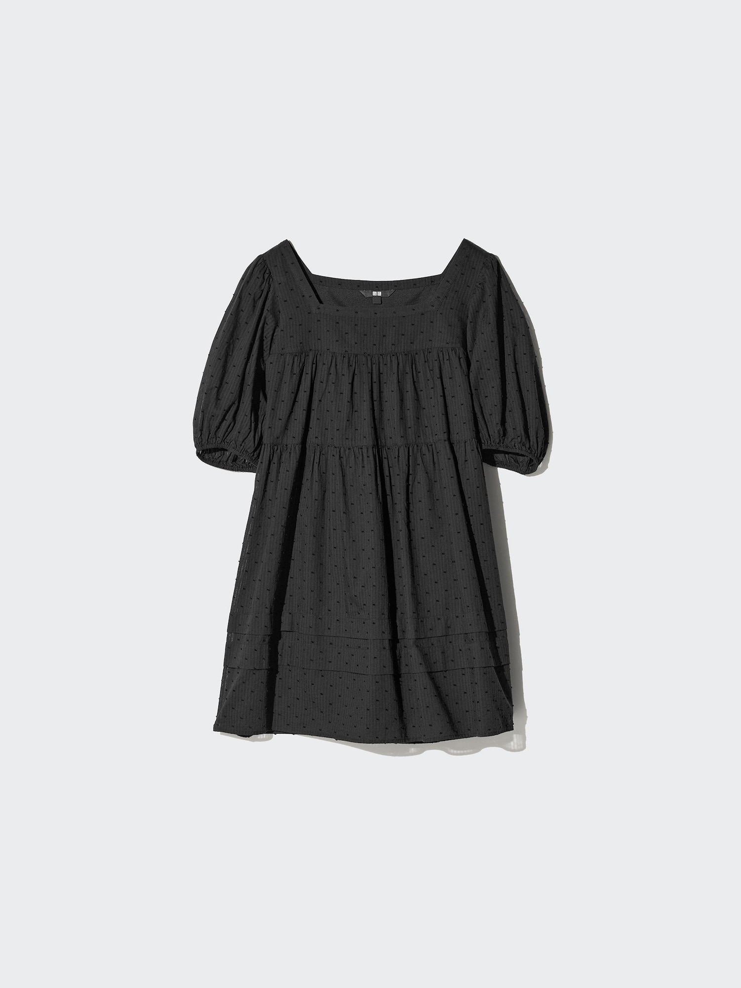 UNIQLO Women's Cotton Dobby Mini Dress, Black, Medium, % Cotton