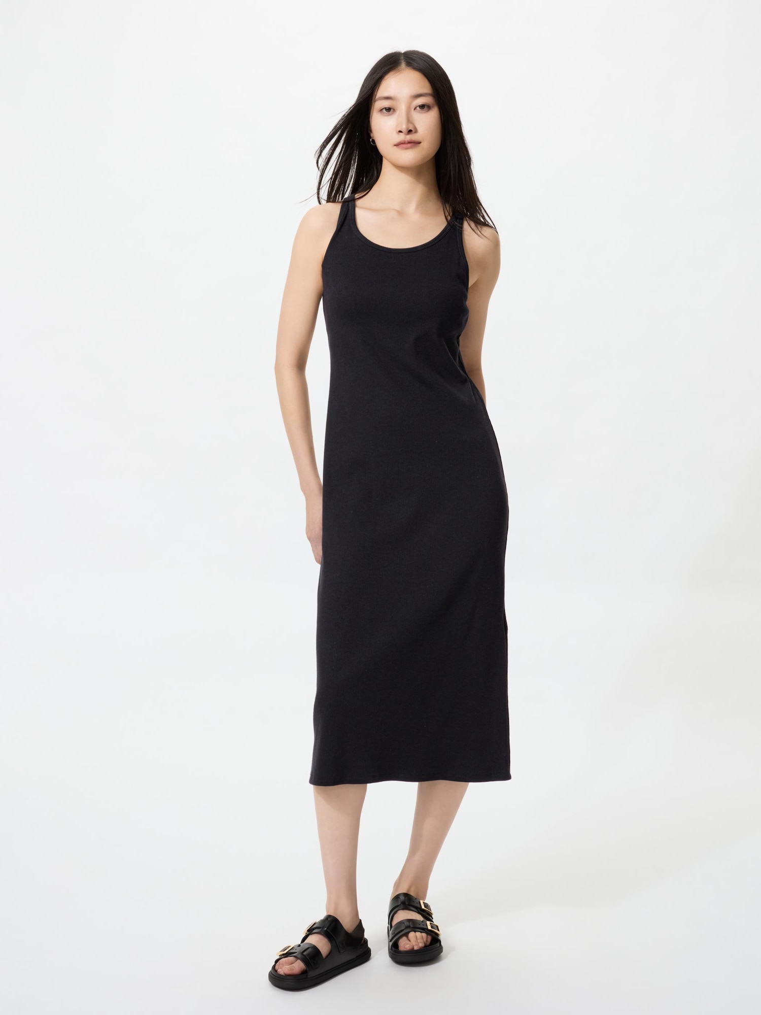 UNIQLO Women's Ribbed Bra Dress, Black, Large