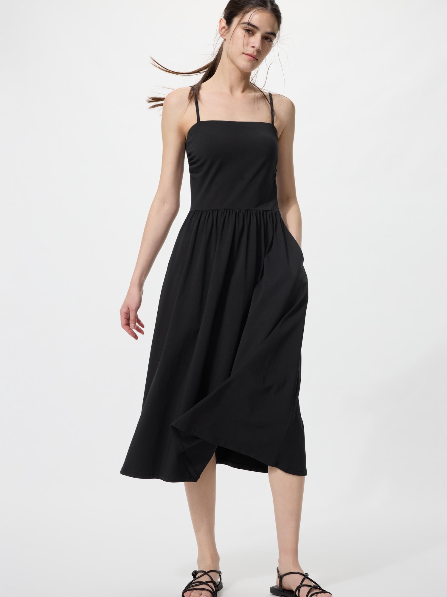 UNIQLO Women's AIRism Cotton Camisole Bra Dress, Black