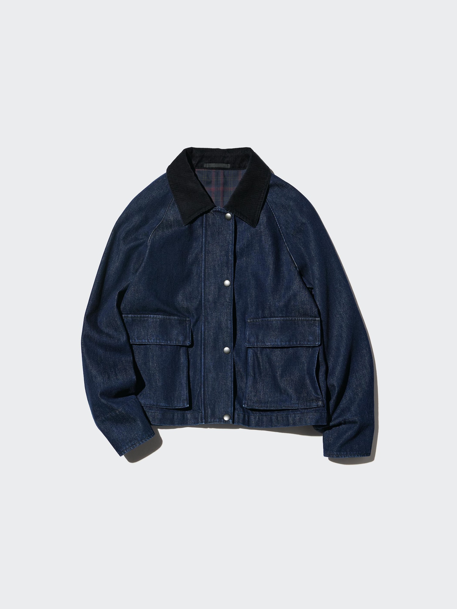 UNIQLO Women's Barn Short Jacket Denim, Navy, Small, % Cotton