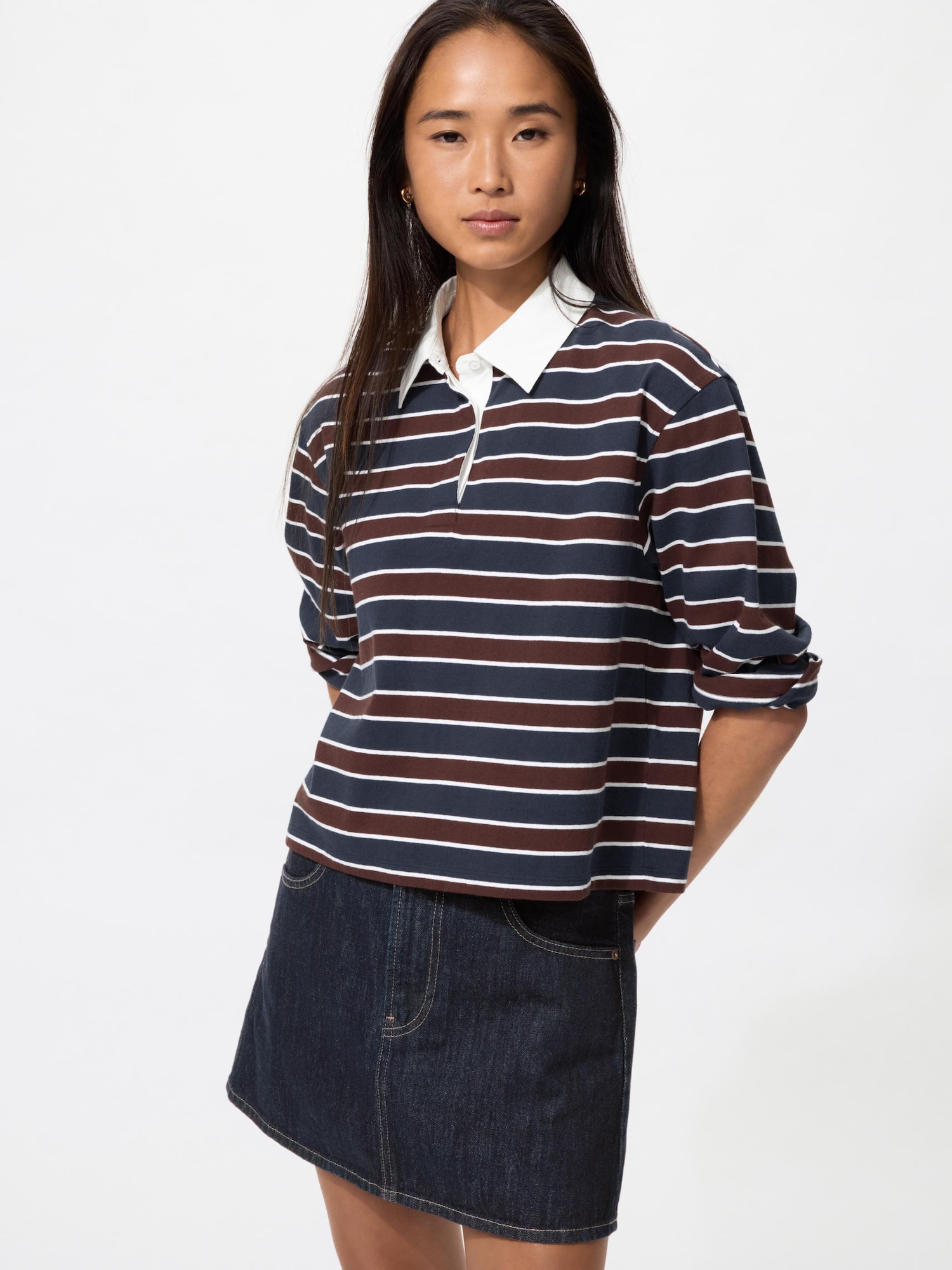 UNIQLO Women's Denim Mini Skirt, Navy, Large, % Cotton