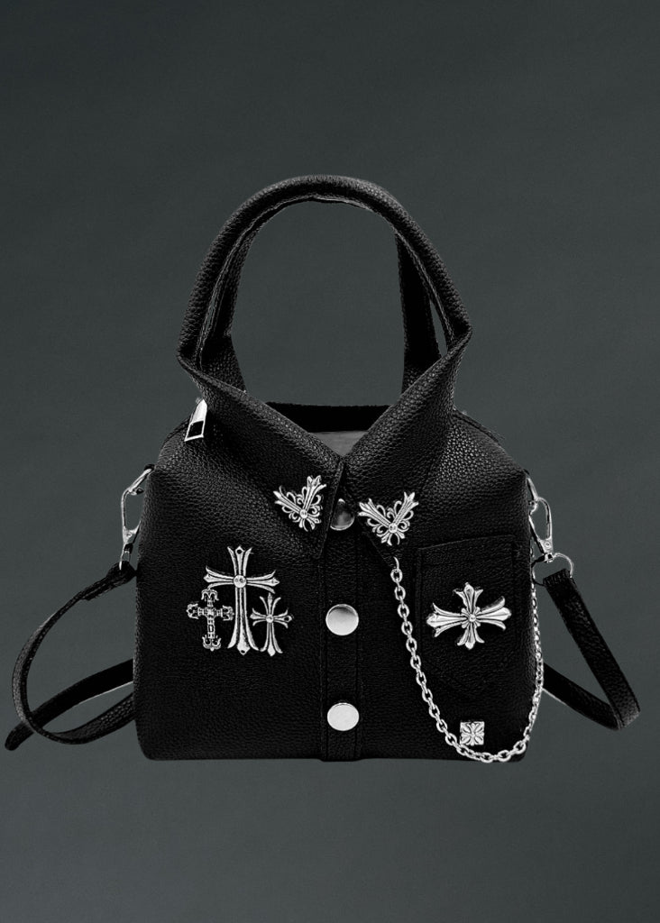 Gothic Faux Leather Studded Mini Crossbody Bag