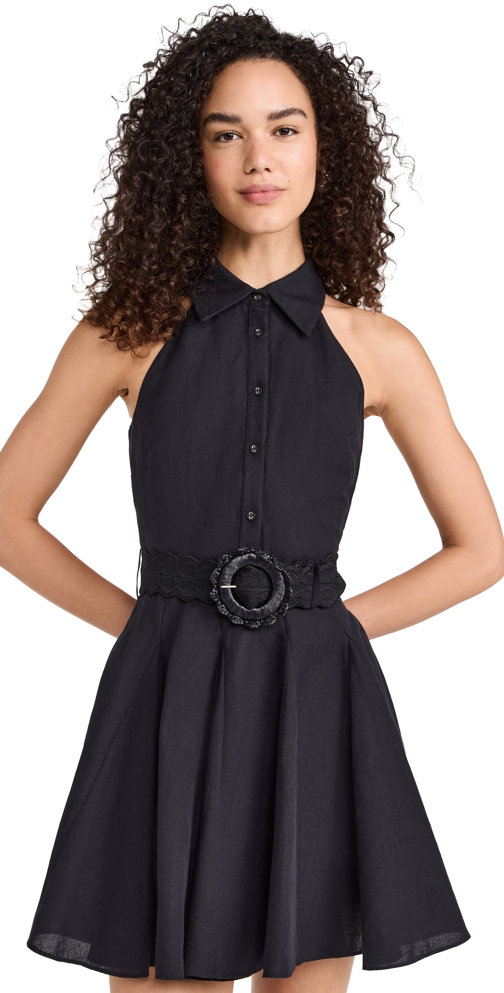 Hemant and Nandita Short Dress With Buckle Belt Black