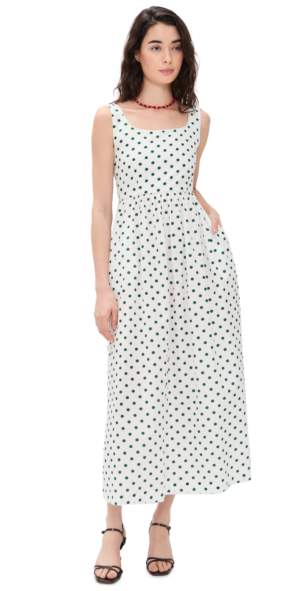 La Maregold Emiliana Dress Ivory Green Polka Dot