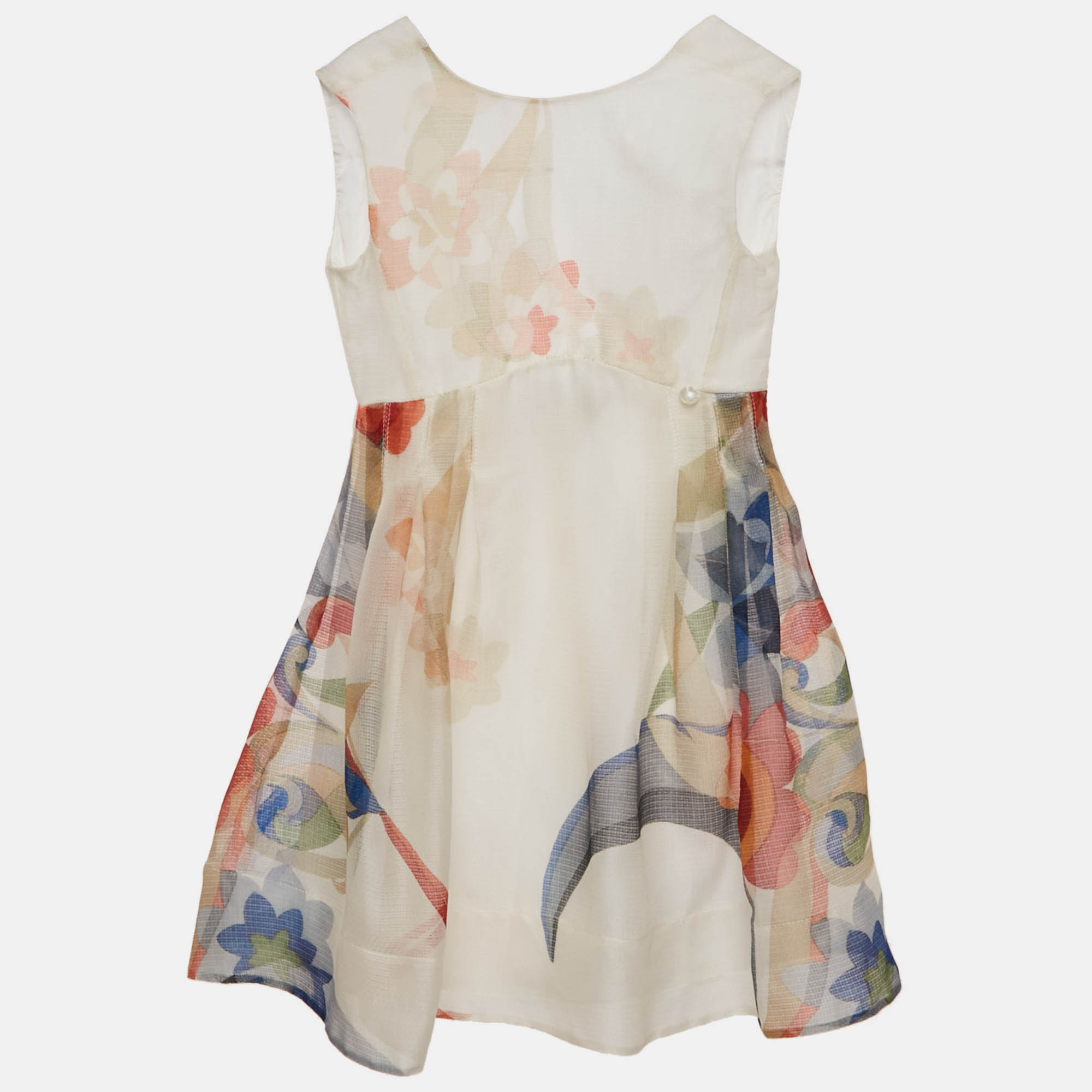 Fendi Kids White Floral Print Silk Dress Yrs