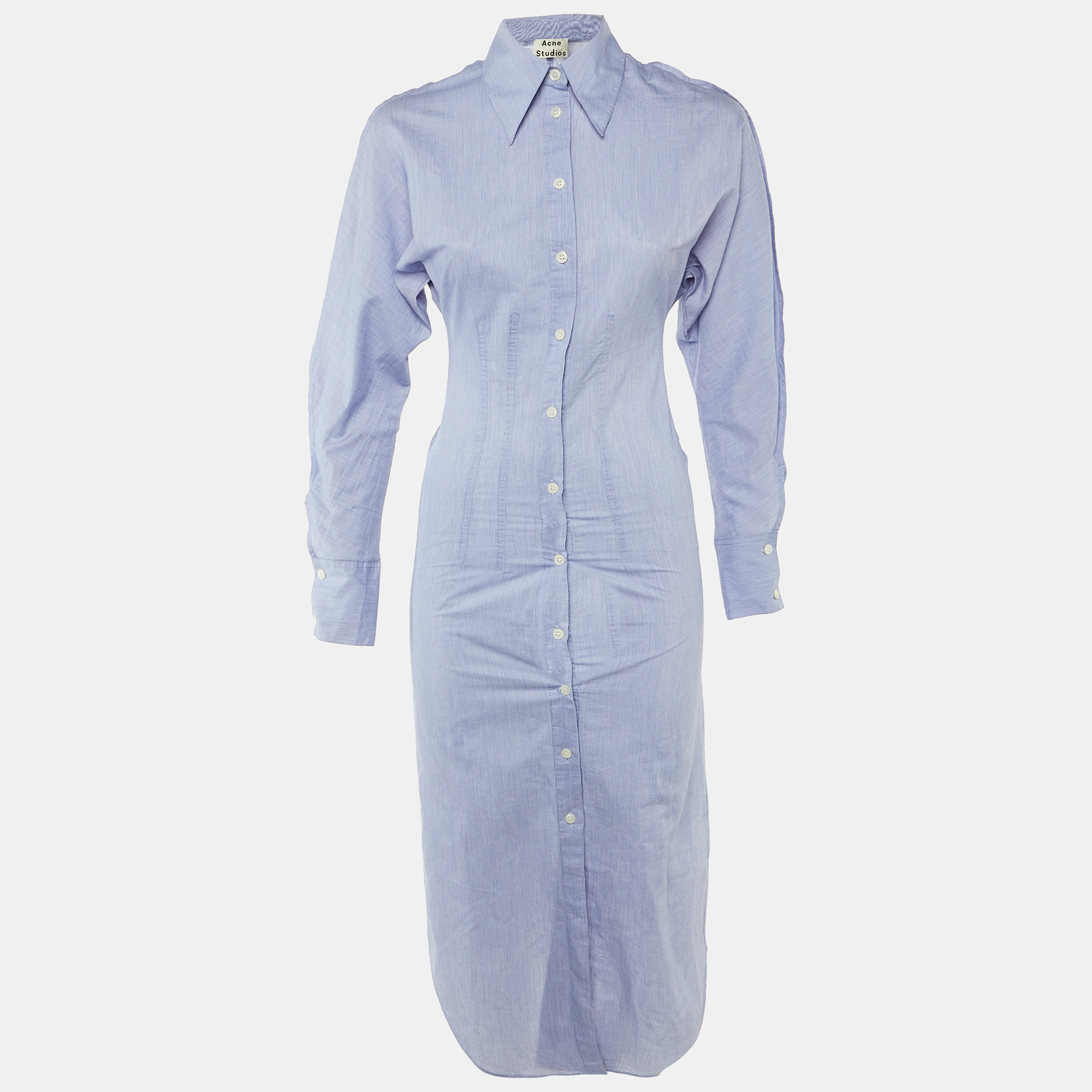 Acne Studios Blue Cotton Button Front Long Shirt Dress