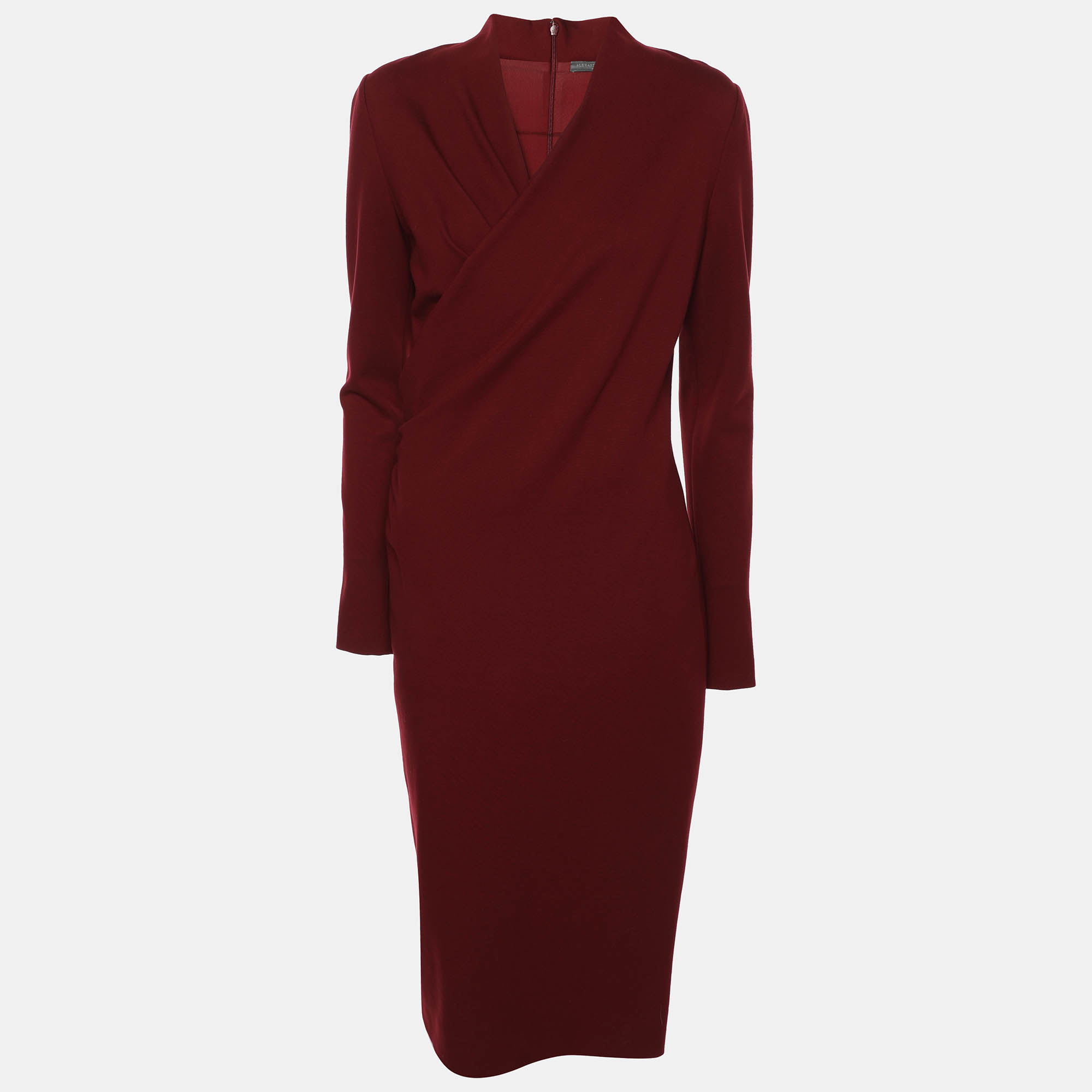 Alexander McQueen Burgundy Fabric Midi Dress