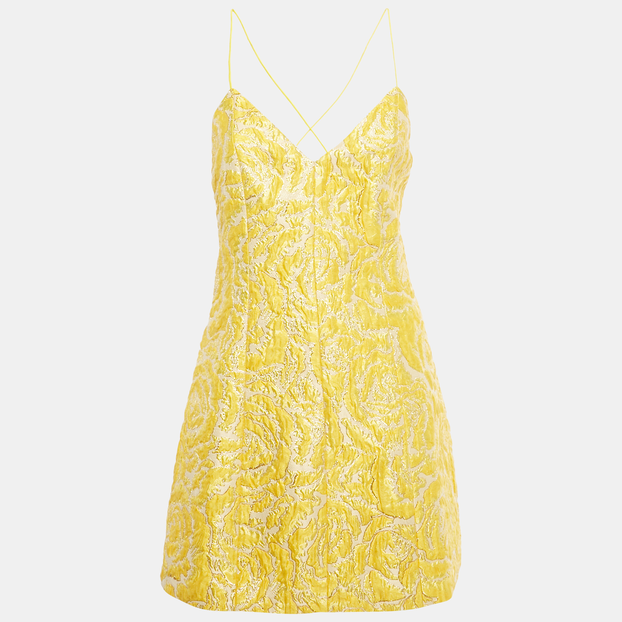 Alice + Olivia Yellow Jacquard Tayla Mini Dress