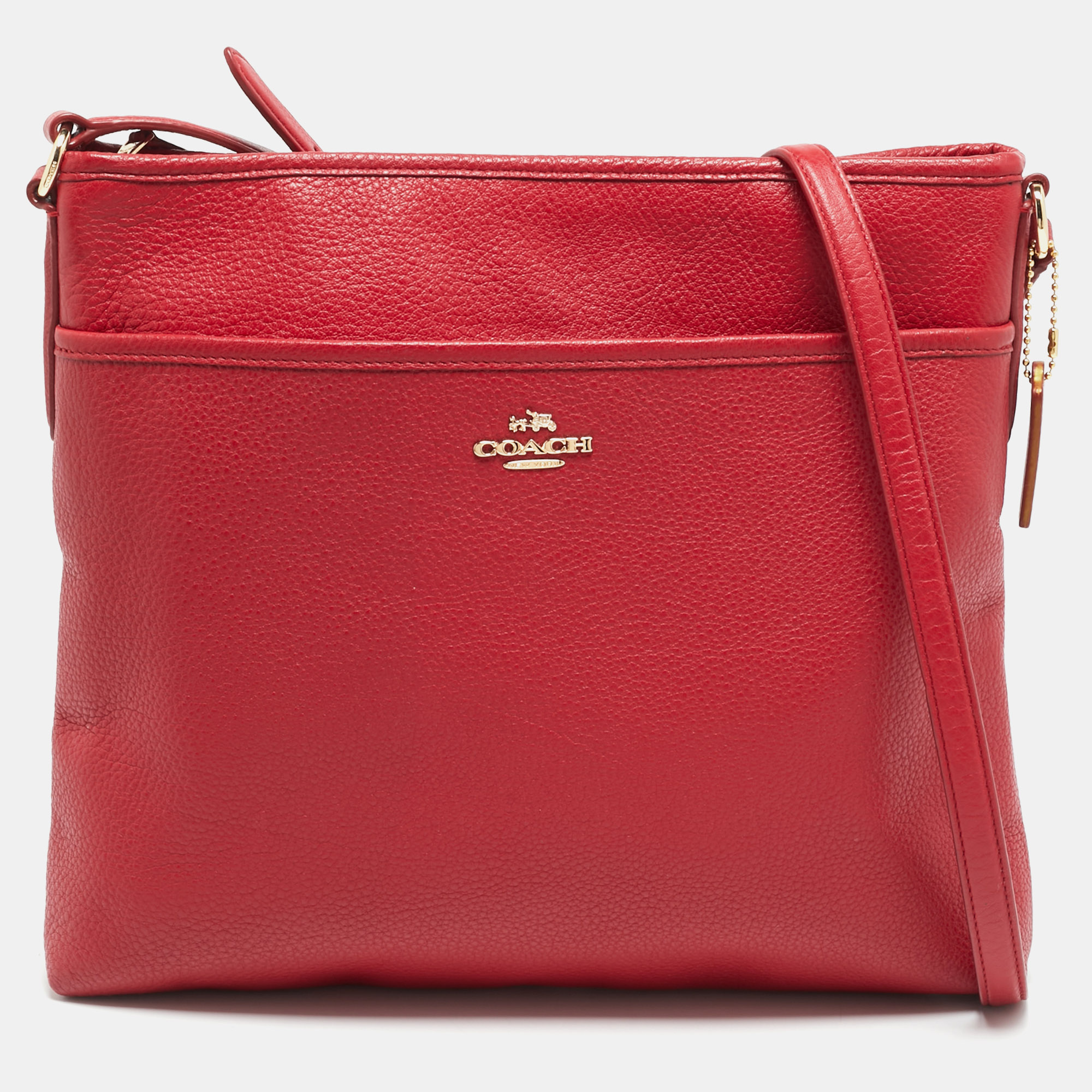 Coach File Red Leather Crossbody Bag