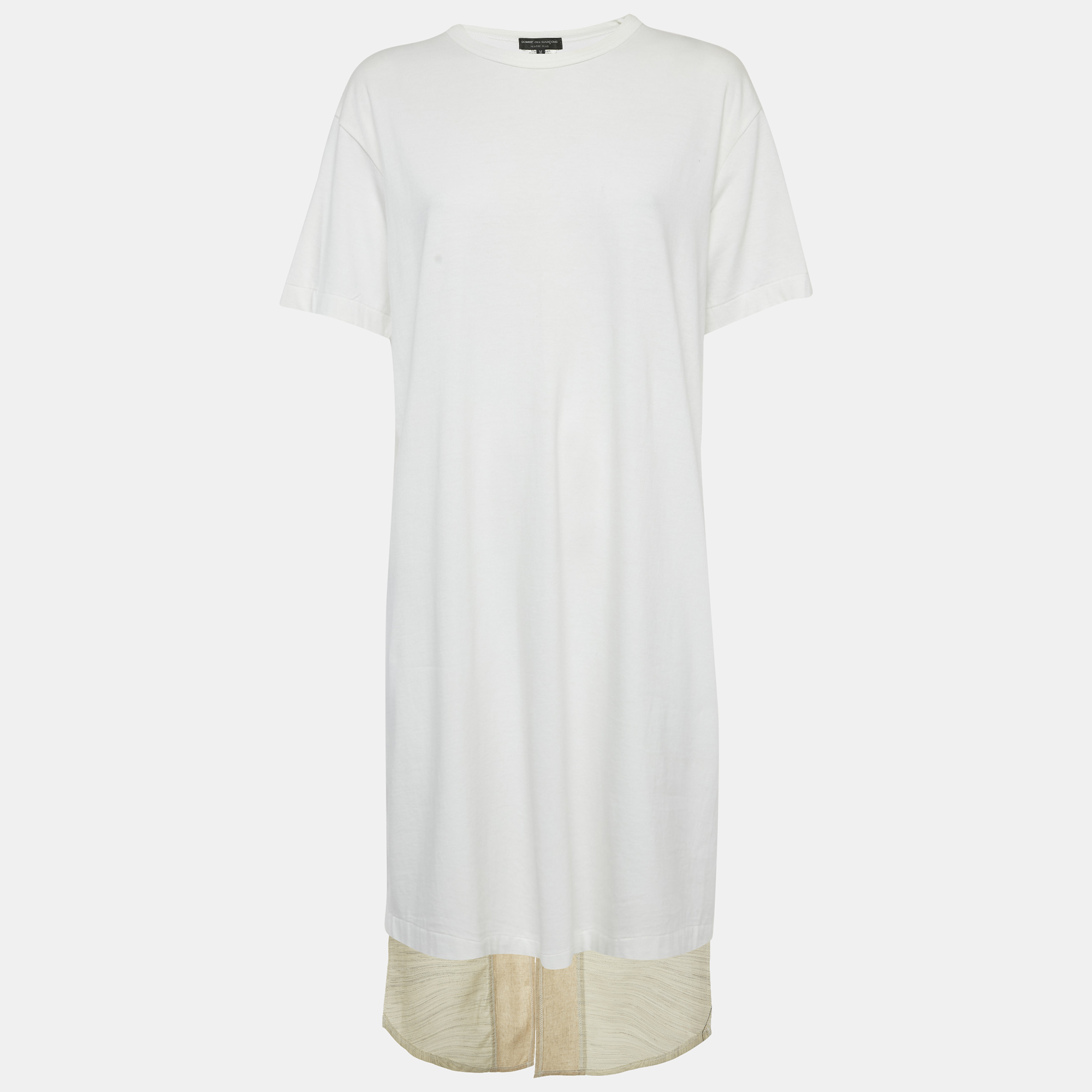 Comme des Garcons White Wool and Jersey Asymmetric Shirt Dress