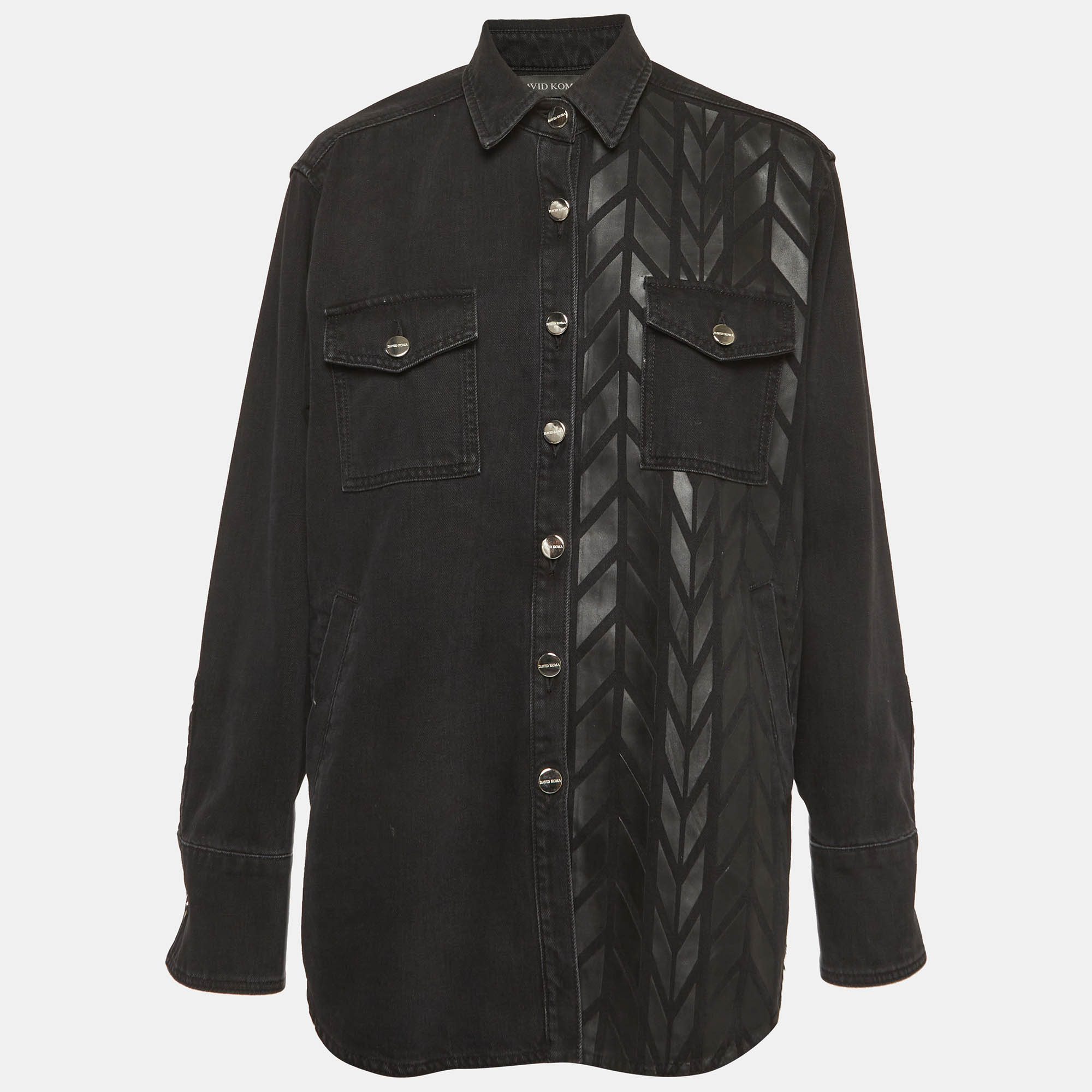 David Koma Black Printed Denim Jacket