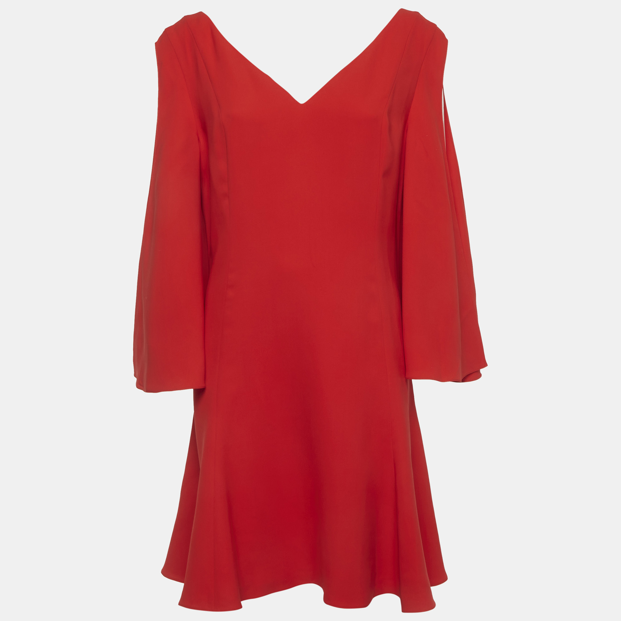 Christian Dior Red Silk Flared Knee Length Dress