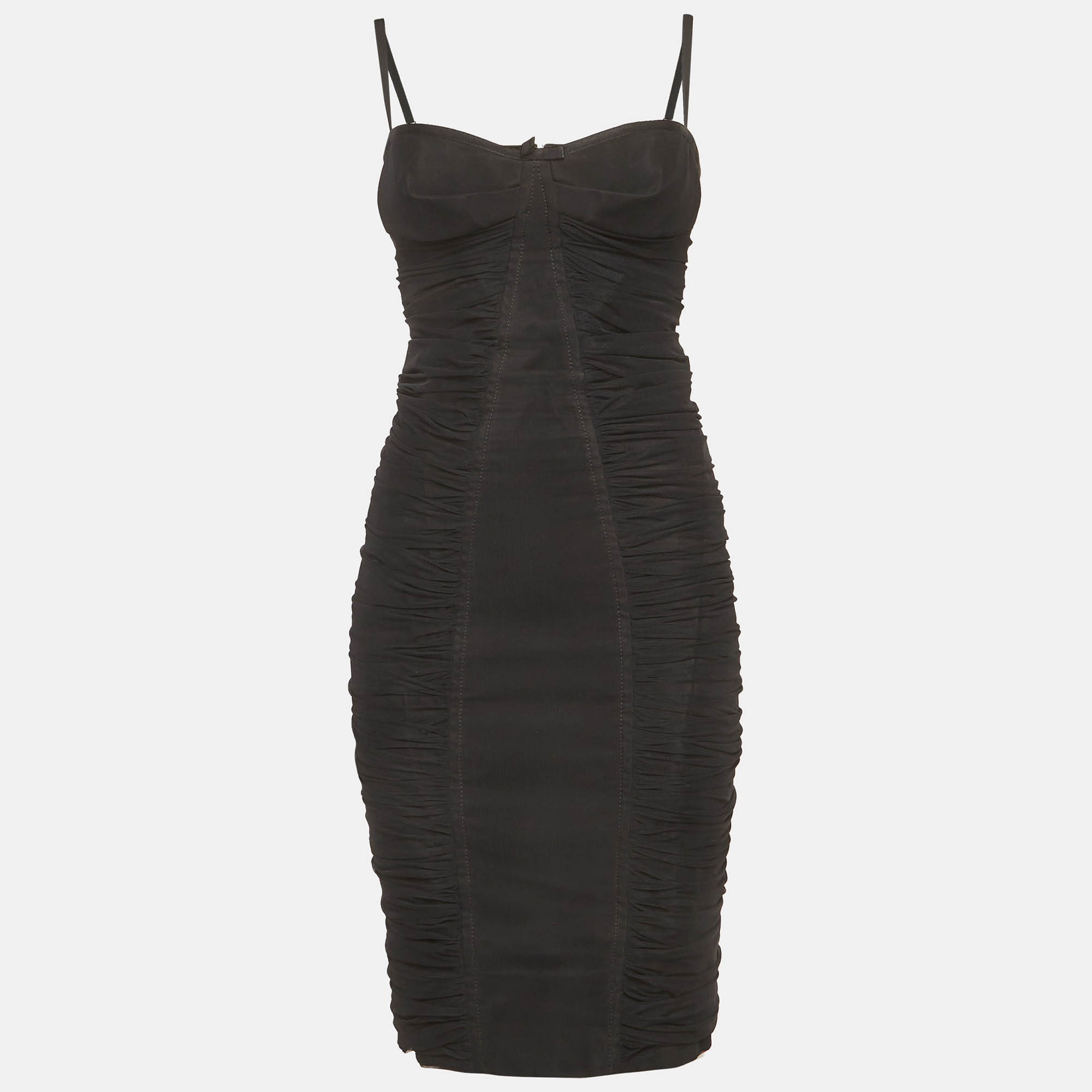 Dsquared Black Tulle Ruched Bodycon Dress