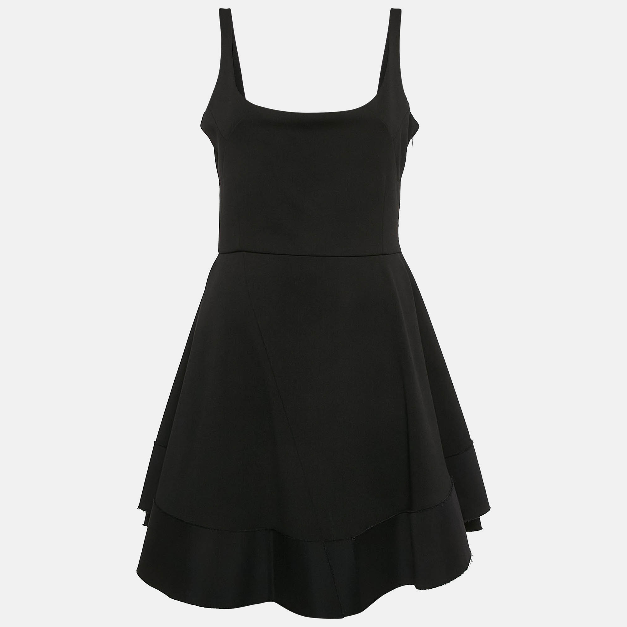 Esteban Cortazar Black Jersey Fit and Flare Mini Dress