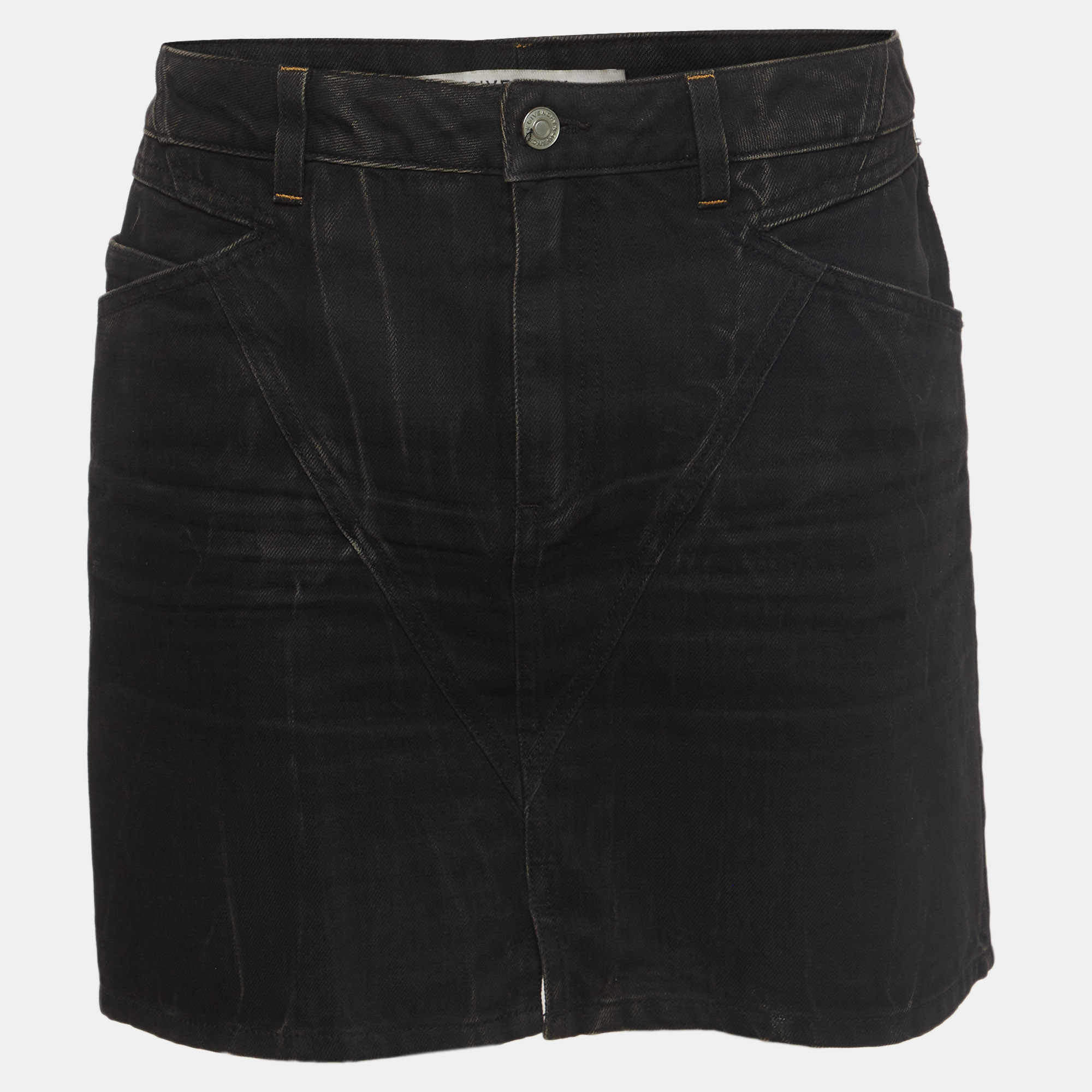 Givenchy Black Denim Marble Washed Mini Skirt